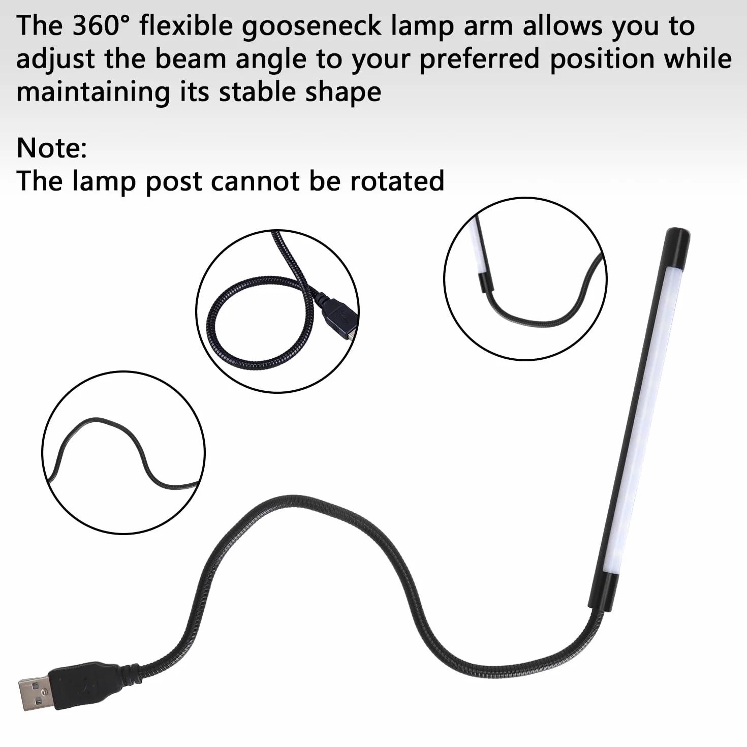 HENGBIRD 2 lampadine a LED USB, 10 LED a collo di cigno, luce USB, interruttore a tocco, luce da lettura, luminosità può essere regolata, lampada da lettura per lettura, tastiera, computer portatile