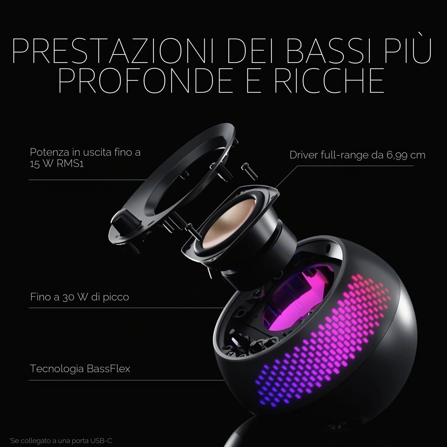 CREATIVE Pebble X Plus 2.1 USB-C Altoparlanti Bluetooth 5.3 RGB Subwoofer 15W RMS per PC Mac