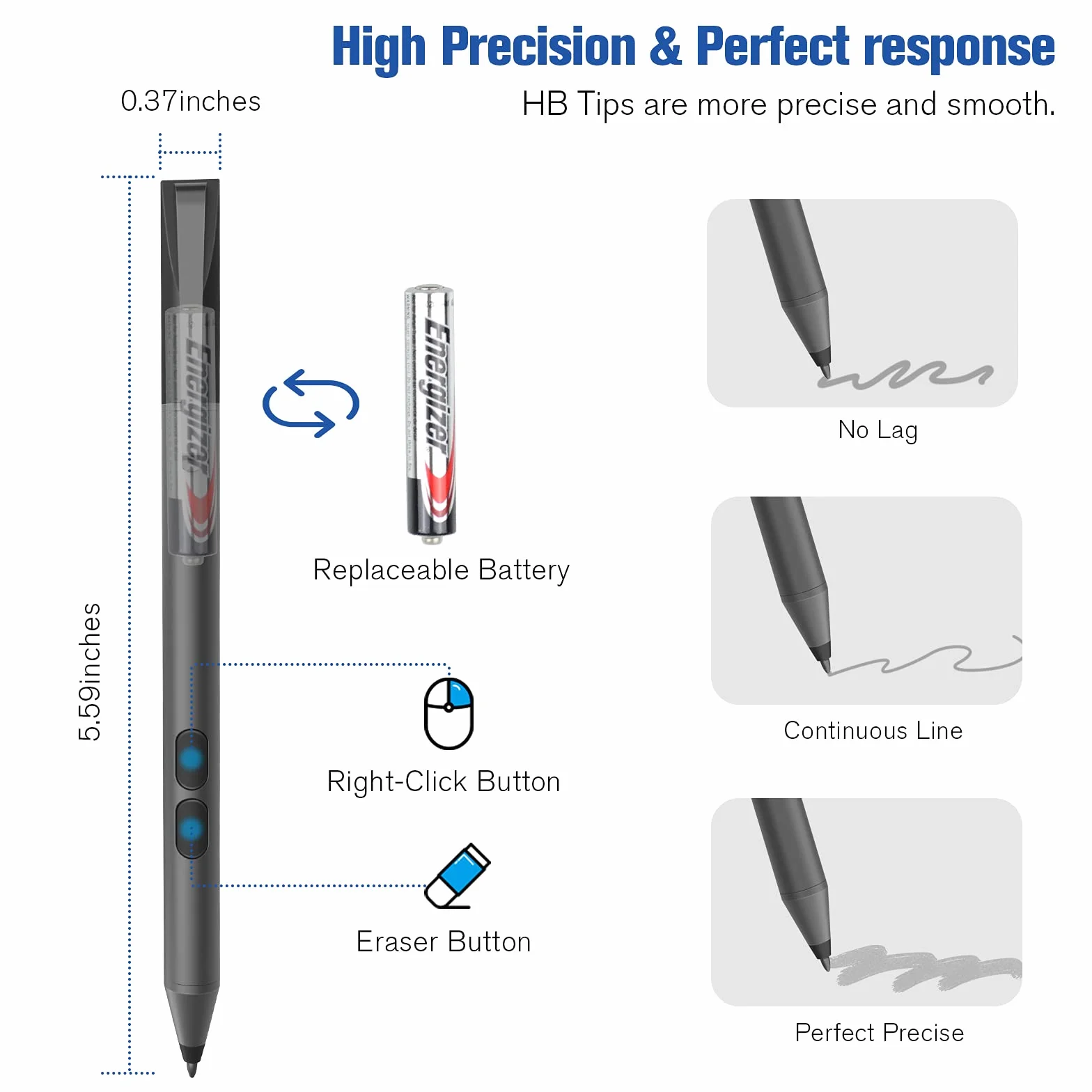 Penna per Surface, 2500 ore Battery Life Surface Pen per Microsoft Surface Pro 11 X/9/8/7/6/5/4/3, Surface Go/Book/Laptop/Studio/Duo 1/2/3/4, 1024 sensibilità alla pressione