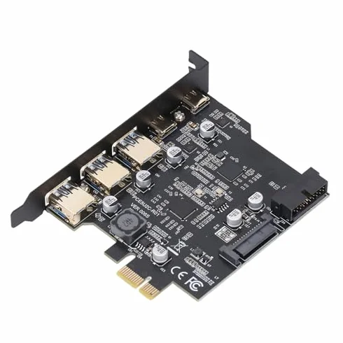 Scheda PCIe A USB 3.2 Gen 1, Scheda di Espansione A 5 Porte da 5 Gbps, 2 X USB Tipo C 3 X Interfaccia USB Tipo A A 19 Pin, Scheda di Espansione PCI Express A 5 Porte per, OS X