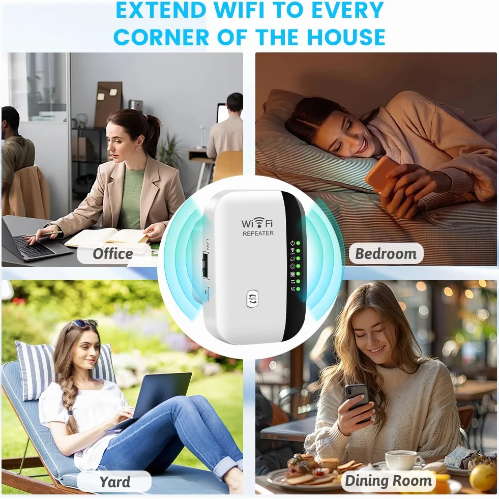Flintronic Ripetitore WiFi Potente, 2025 Più Recente WLAN Ripetitore WiFi Extender, Amplificatore di Segnale Wifi, Amplificatore Internet con Porta Ethernet, Spina UE(Supporta router 2.4G)