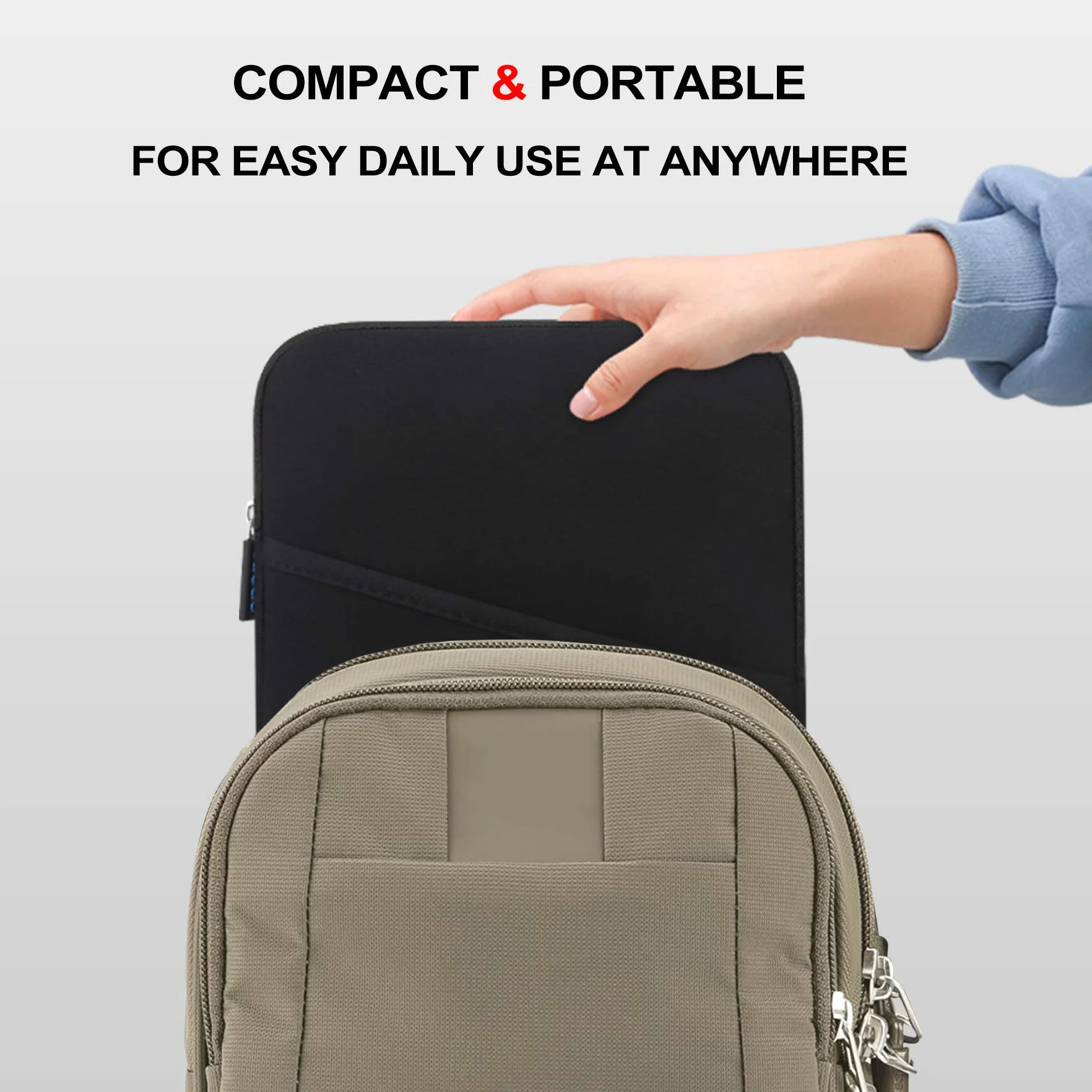 Lacdo Tablet Custodia Protettiva Borsa Compatibile con iPad Mini 7 (A17 Pro)/6/5/4/3/2, Samsung Galaxy Tab A7 Lite 8.7" / Galaxy Tab A 8", Huawei MatePad T8 Resistente agli Urti Antiurto, Nero Nero