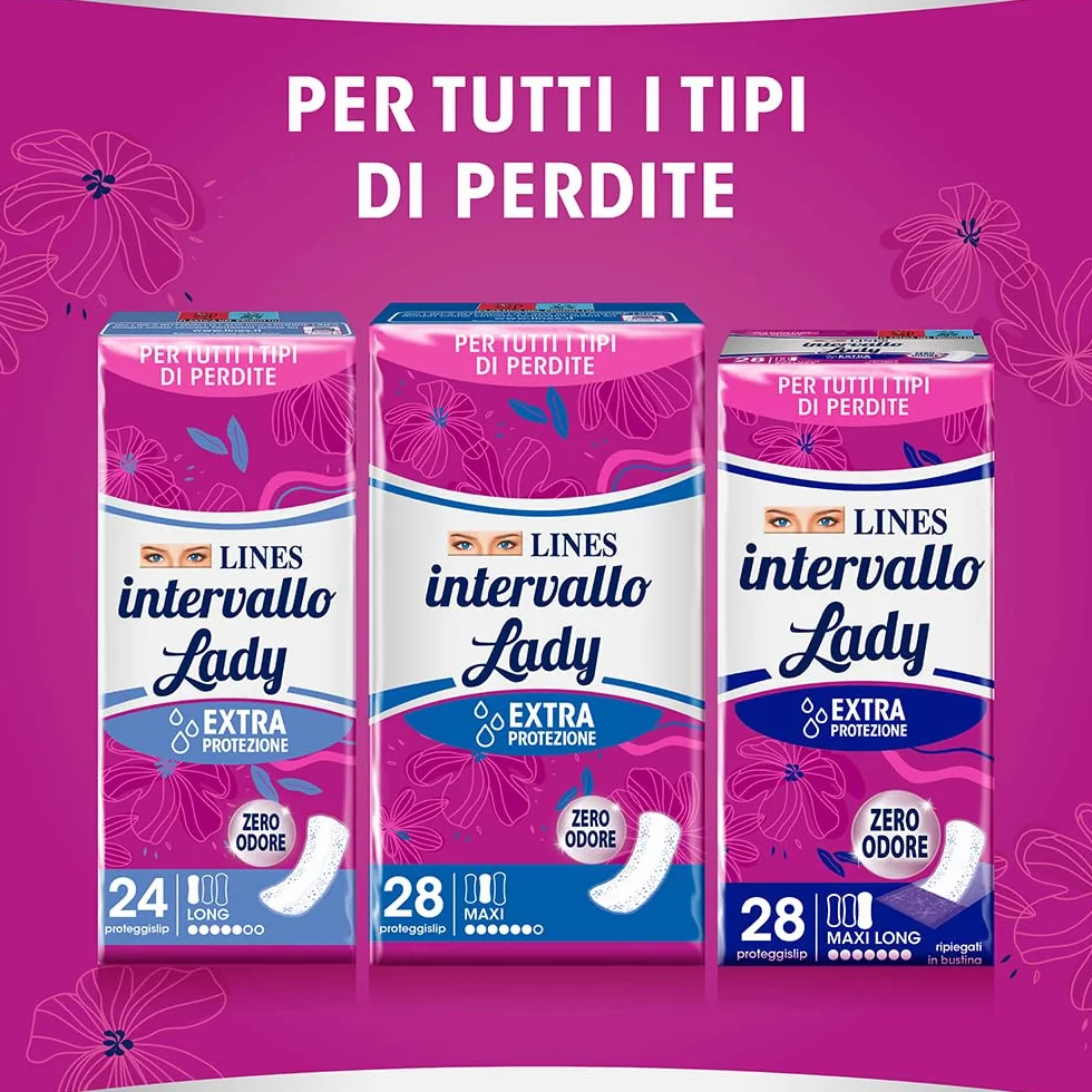 LINES INTERVALLO LADY PROTEGGISLIP salvaslip distesi protezione aggiuntiva zero odore confezione scorta