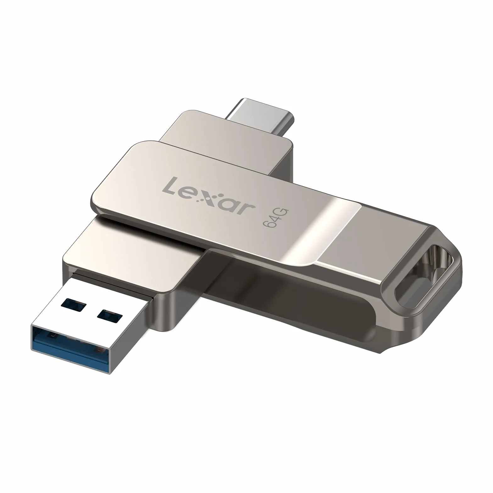Lexar D40E 64 GB Dual Drive USB 3.2 Gen 1 Type-C Jump Drive, unità flash USB-C in metallo, design girevole, Champagne Argento