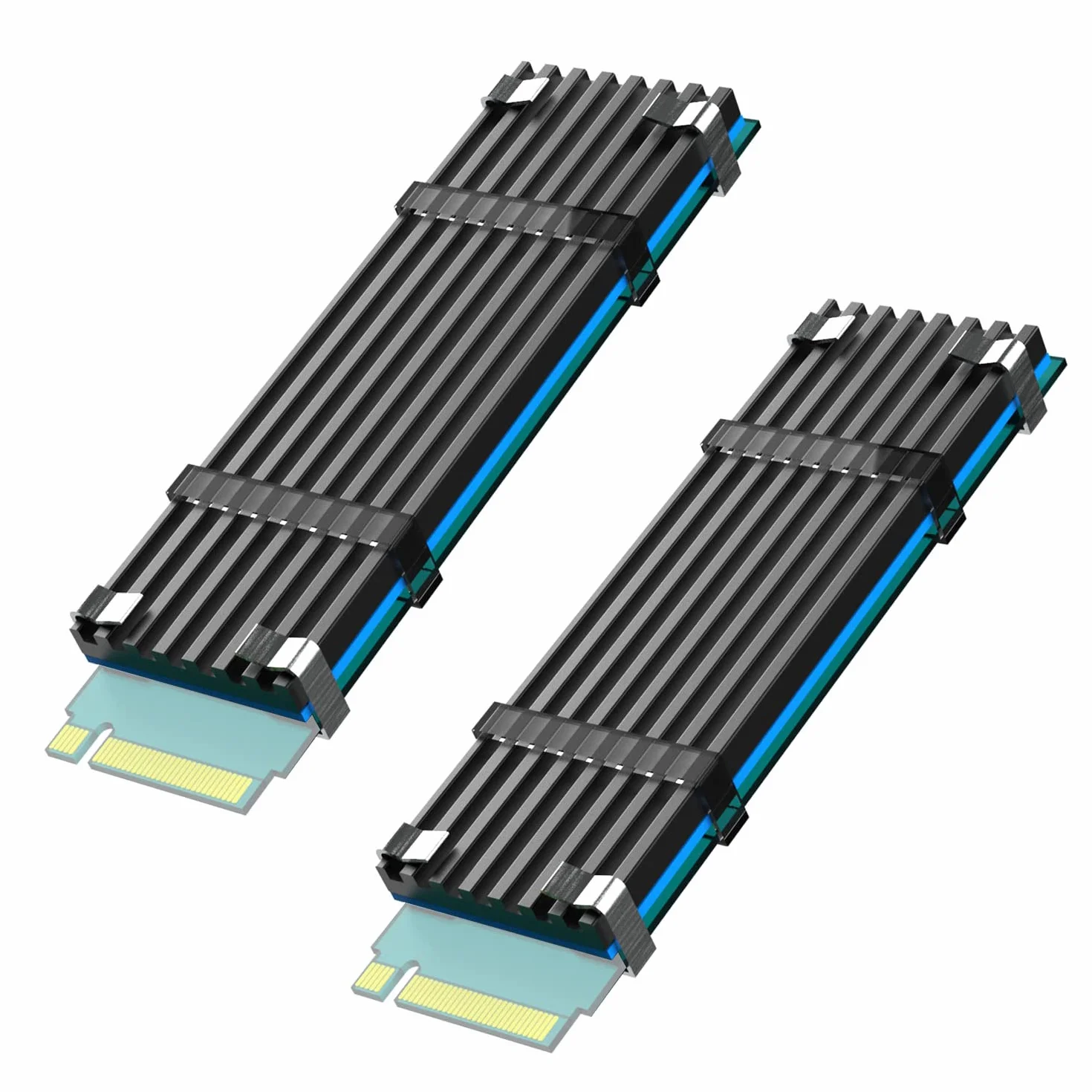 GLOTRENDS Dissipatore termico M.2 con pad termico per SSD M.2 2280, compatibile con PC fisso/PS5/PS5 Slim, corpo in alluminio 22x70x3mm (2 confezioni)