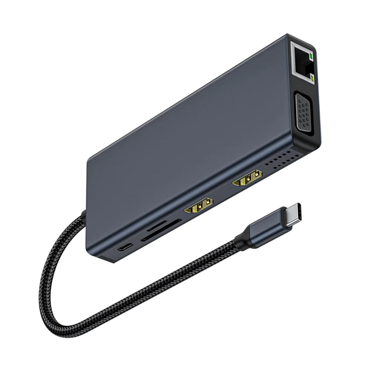 Docking Station Adattatore per Doppio Monitor Adattatore USB C 12 in 1 con VGA Gigabit Ethernet 4 Porte USB 3.0 Lettore schede Docking Station Multifunzione