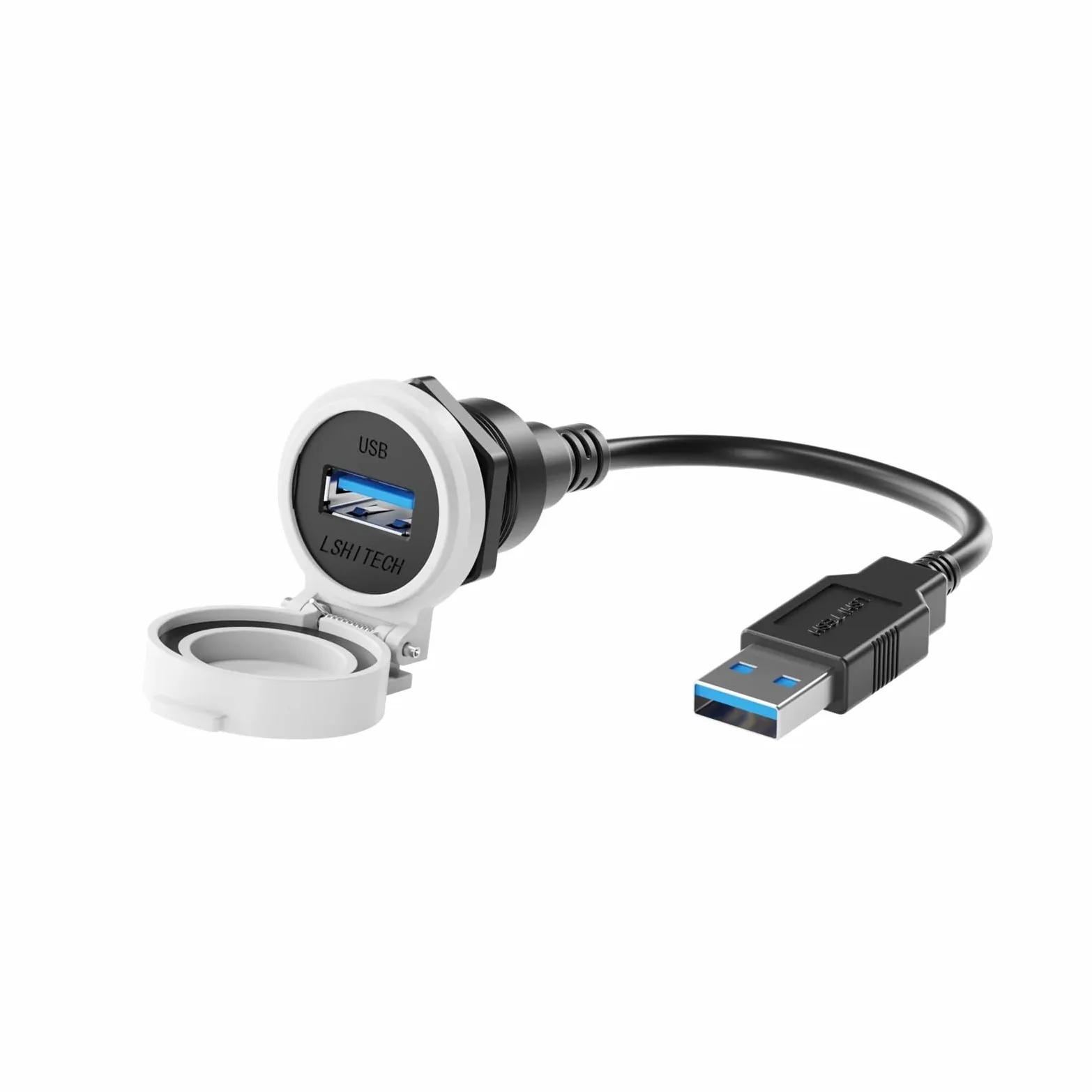 Cavo di prolunga impermeabile femmina-maschio/femmina LU22 USB 3.0 industriale con linguetta automatica 0,3 M 0,5 M(White Cap,Metal Nut,0.1M cable)