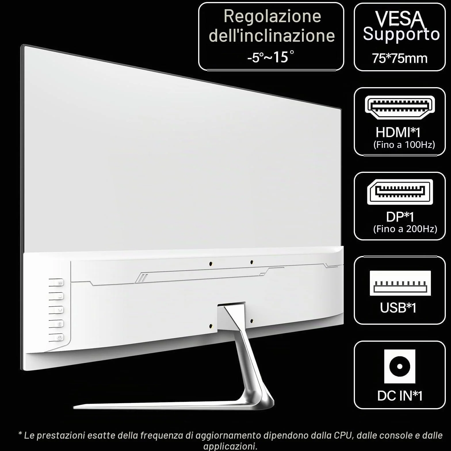 Gawfolk Monitor da Gaming 25" | 180Hz/200Hz | AMD FreeSync | Pannello IPS | Design Senza Bordi | Altoparlanti Integrati | per PC, PS5, Xbox
