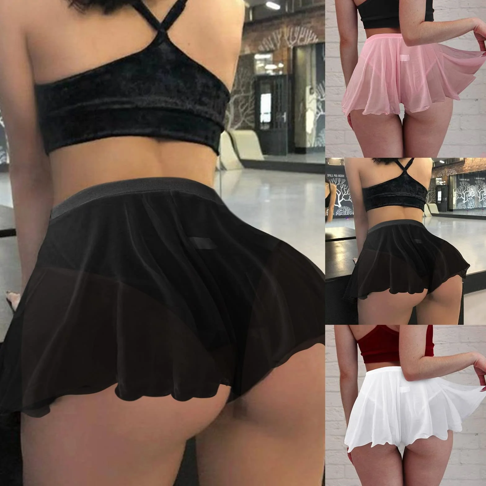 Minigonna da donna a vita alta sexy in rete trasparente pantaloncini Hot Dress Y2K gonne corte da club feste streetwear