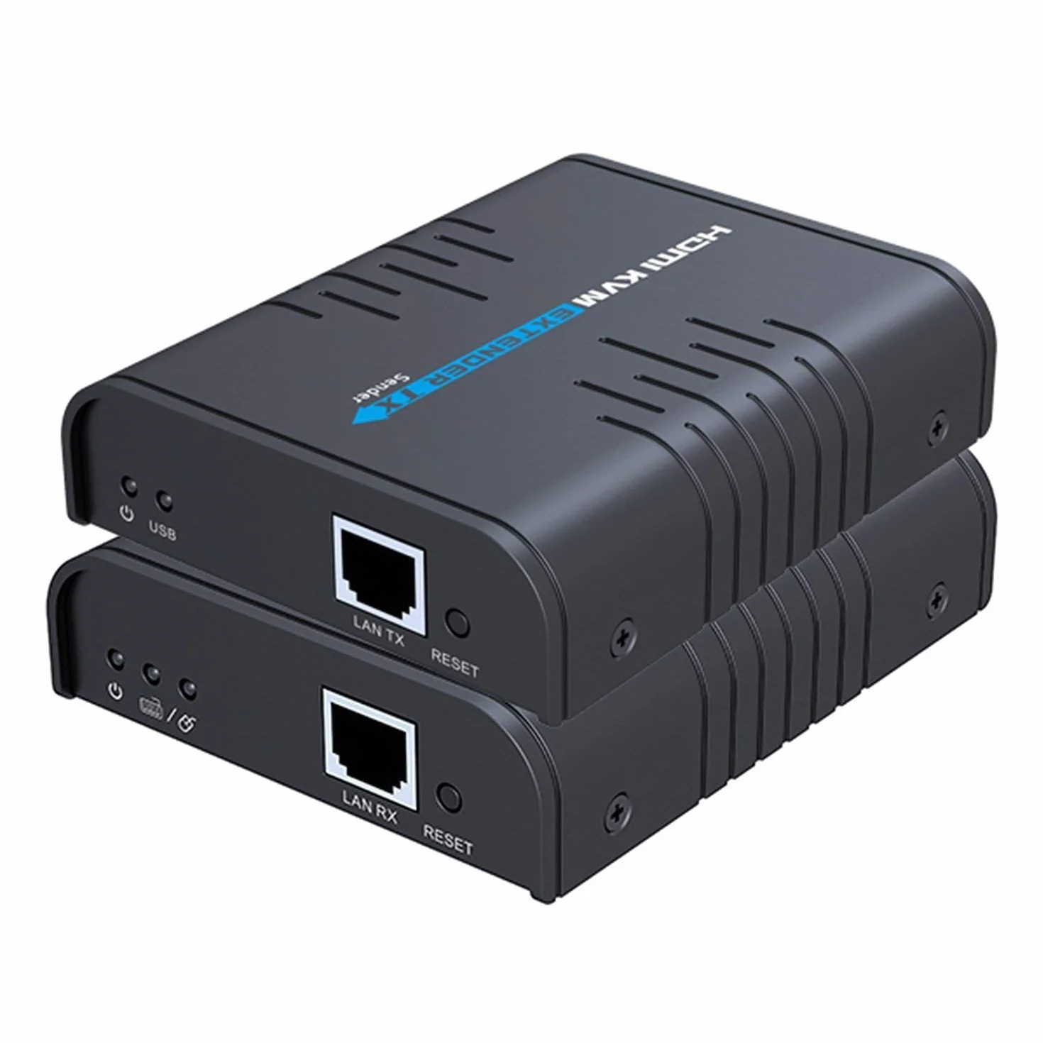 AGPTEK USB HDMI KVM Extender su Singolo Cavo Ethernet Cat 5/5E/6/7- Estensione del Segnale Fino a 120m/365Ft- Supporto Mouse Tastiera USB- Adattatore per Uso residenziale/Commerciale