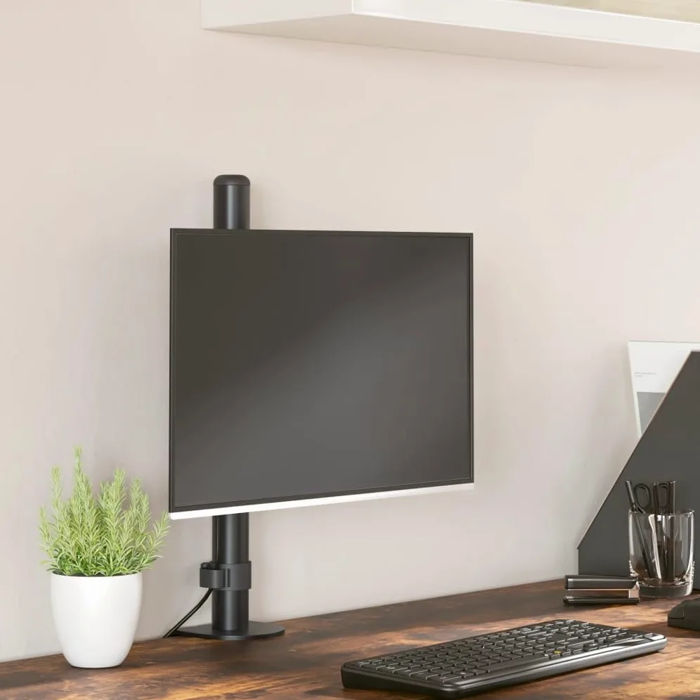 Supporto per monitor in acciaio, supporto per monitor VESA 75/100 mm per schermi da 13-32 pollici, regolabile in altezza, orientabile, inclinabile, portata fino a 10 kg, supporto da tavolo per