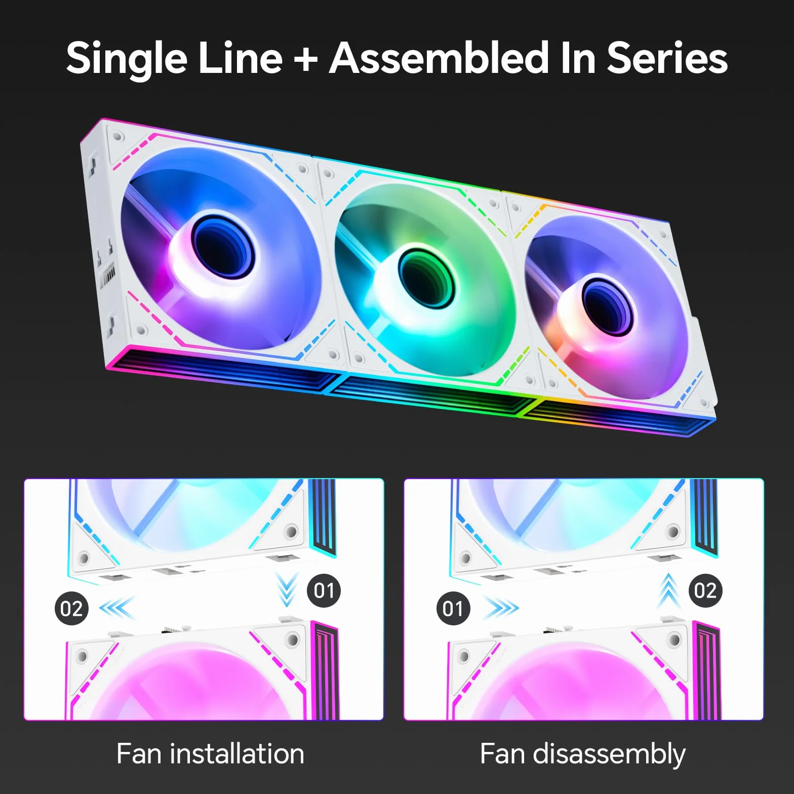 Thermalright TL‑M12QRW-S X3 Ventole per case PC da 120 mm con lama inversa, flusso d'aria 1500 giri/min, catena a margherita ARGB, illuminazione a specchio infinito, confezione da 3
