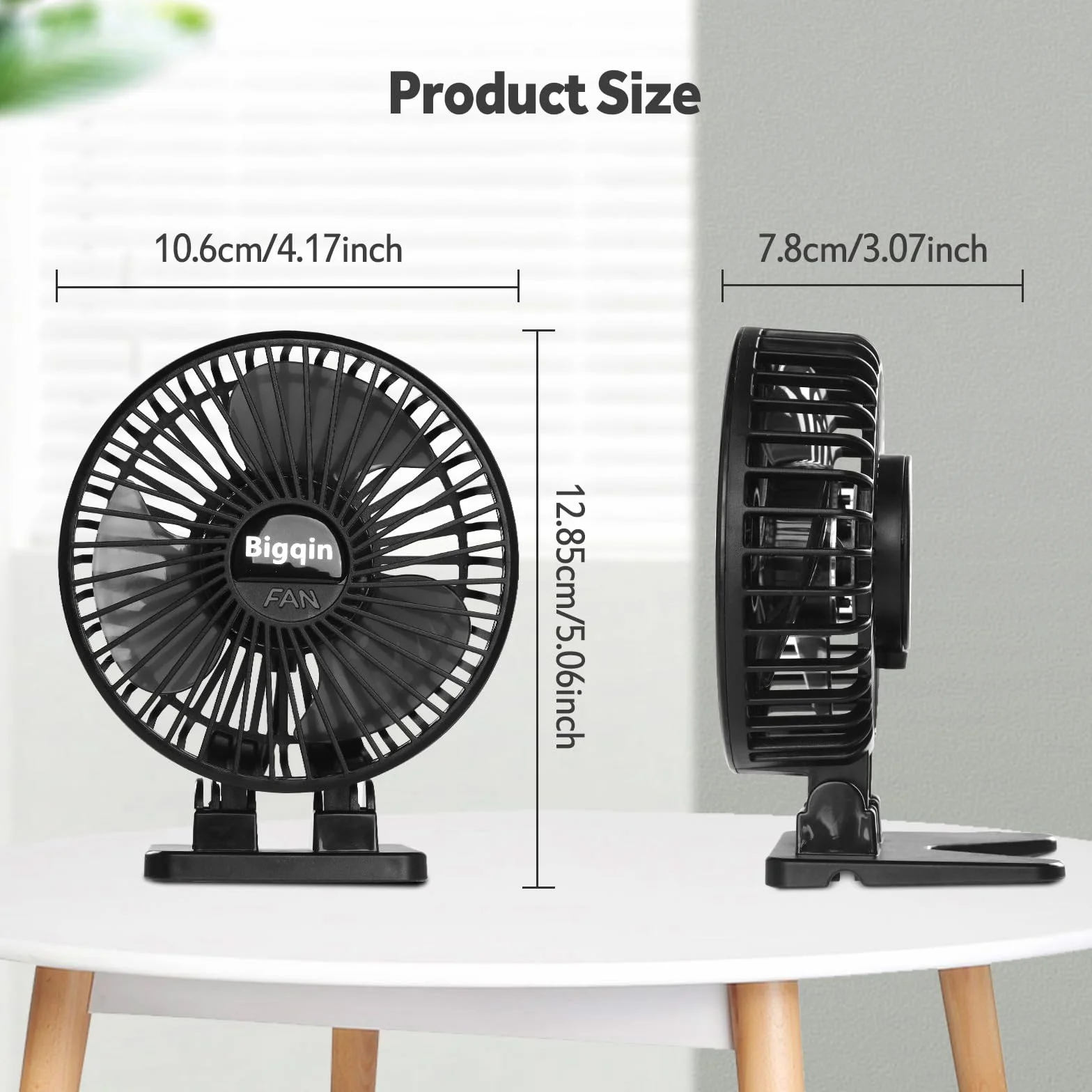 Mini Ventilatore Portatile, Ventola Silenziosa USB, 3 velocità in un Pulsante, Piccolo Ventilatore Potente, Mini Ventilatore ad Angolo Regolabile per Tavolo da Ufficio,Nero