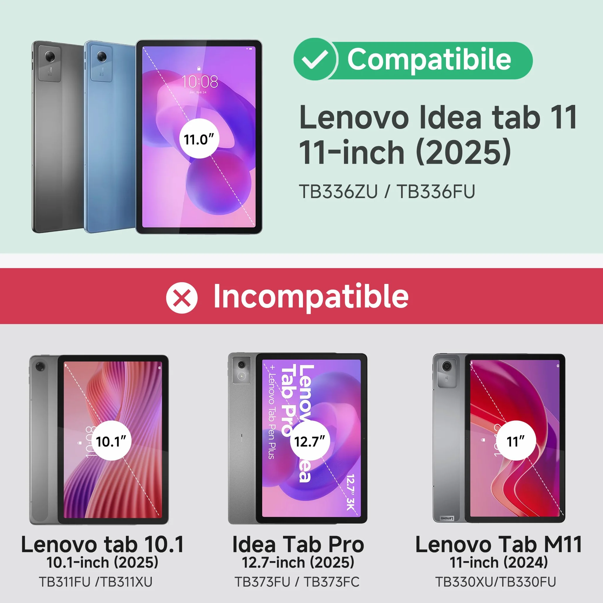 CACOE Custodia Lenovo Idea Tab 11 pollici 2025 Ultra sottile Supporto PU Nero con Pellicola Protettiva