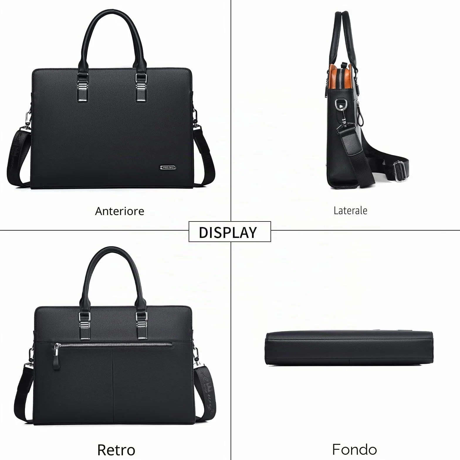 FSD.WG Borsa da Lavoro da Uomo,Cartella in Pelle Impermeabile,Borsa da Lavoro a Tracolla per Laptop per Affari,Scuola,Viaggi,Staccabile