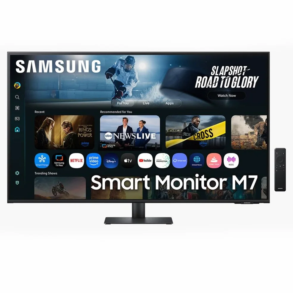 Samsung Smart Monitor M7 (S43FM702), Flat 43'', 3840x2160 (UHD 4K), Smart Hub con AI, Office 365, Gaming Hub, Speaker Integrati, Telecomando, WiFi, HDMI, USB-C