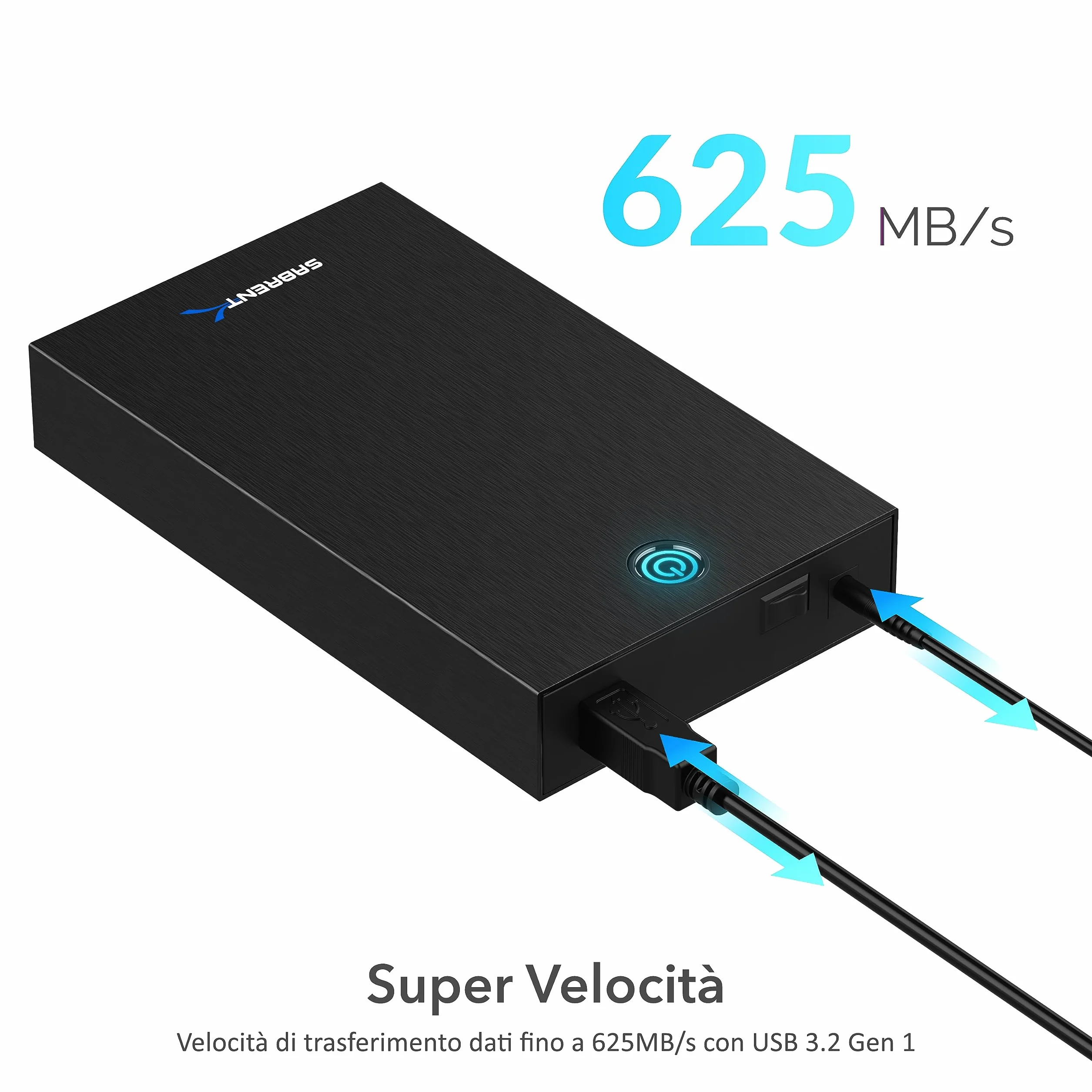 SABRENT Case SSD HDD Hard Disk Esterno SATA 2.5 3.5" USB 3.2 Docking Station 22TB UASP EC-KSL3
