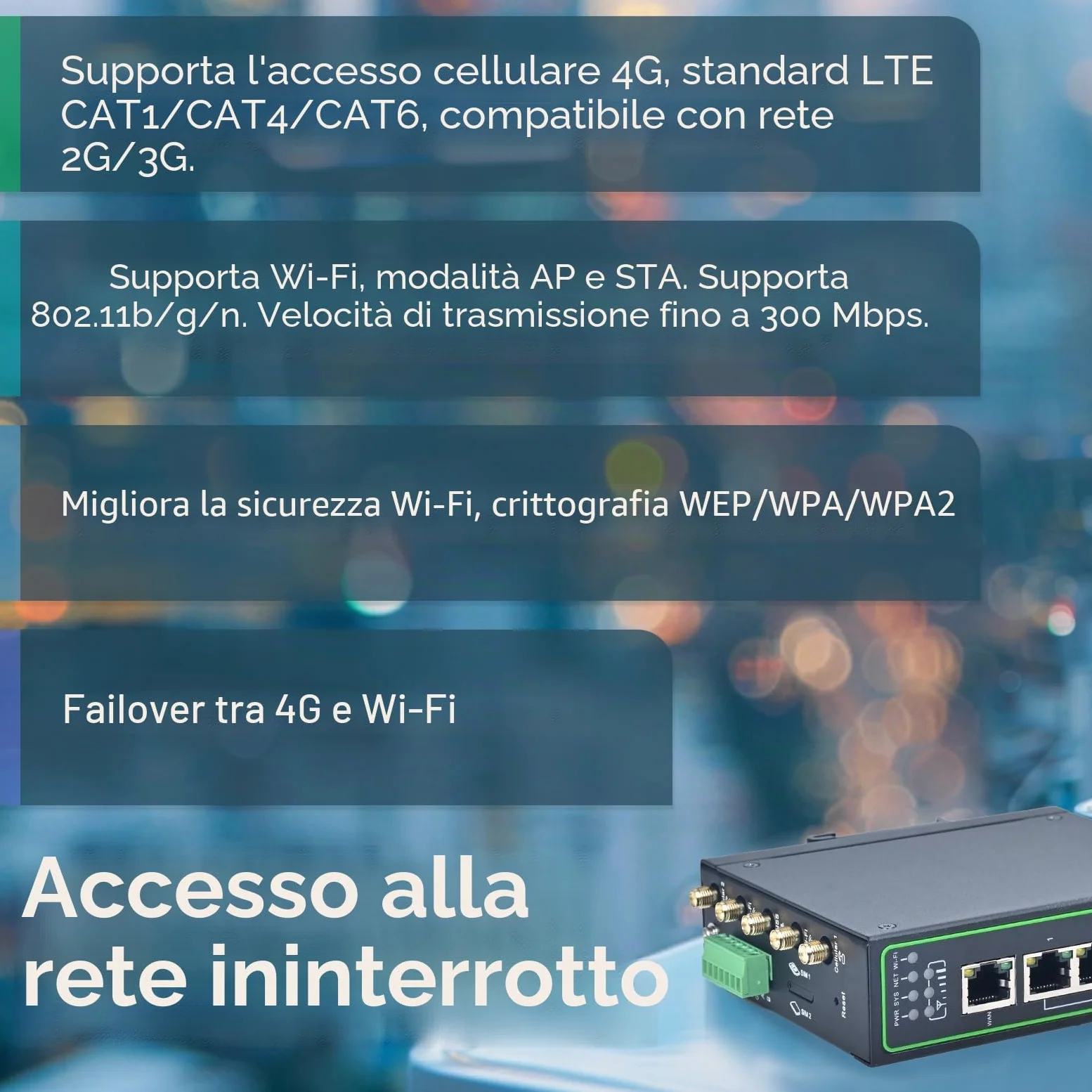InHand Networks IR315 4G - Router industriale, LTE CAT4, Wi-Fi, Gateway IoT, router VPN, slot Dual SIM, 5 porte Fast Ethernet RJ45, Din-Rail, Cloud Managed, Unlocked (RS232&RS485+GNSS)