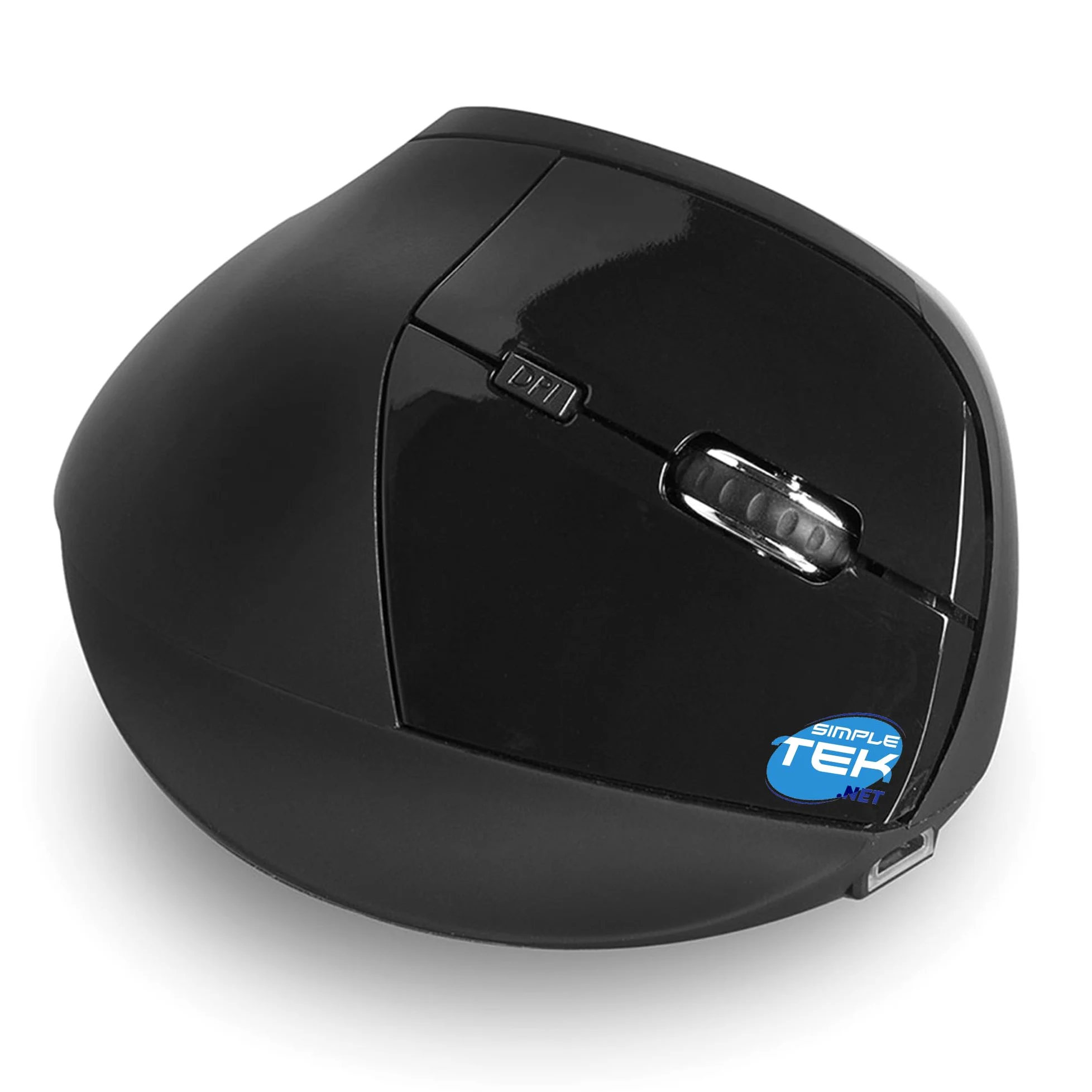 SIMPLETEK - Mouse verticale ergonomico wireless 2,4 GHz 5 pulsanti con batteria interna ricaricabile, fino a 1600 DPI, ricevitore USB incluso