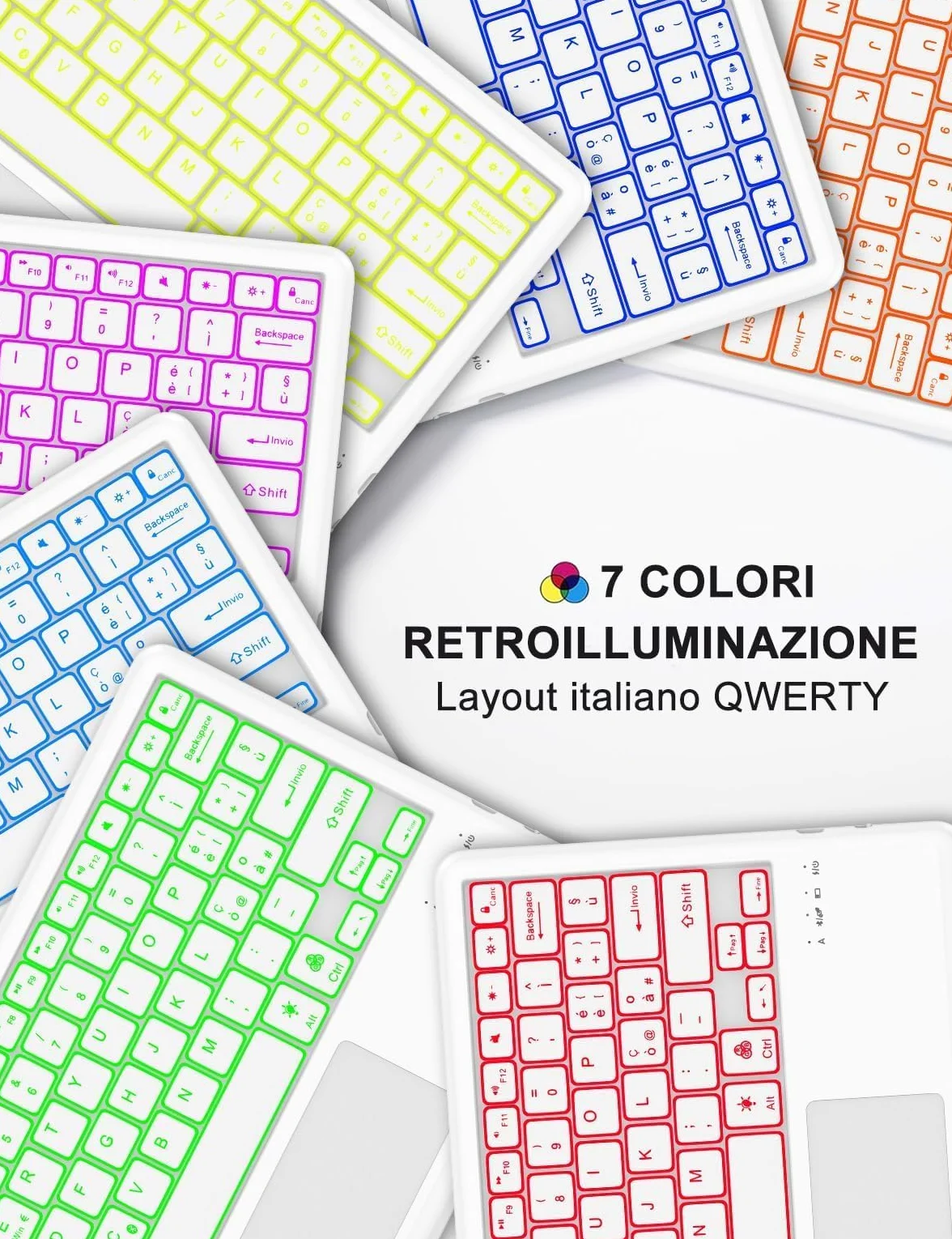 Custodia Tastiera con Retroilluminazione 7 Colori e Touchpad per iPad Air 13 Pollici (M4/M3/M2), Italiana, Bluetooth, Porta Penna - Compatibile con Air 13" 6a/7a/8a Gen, Rosa