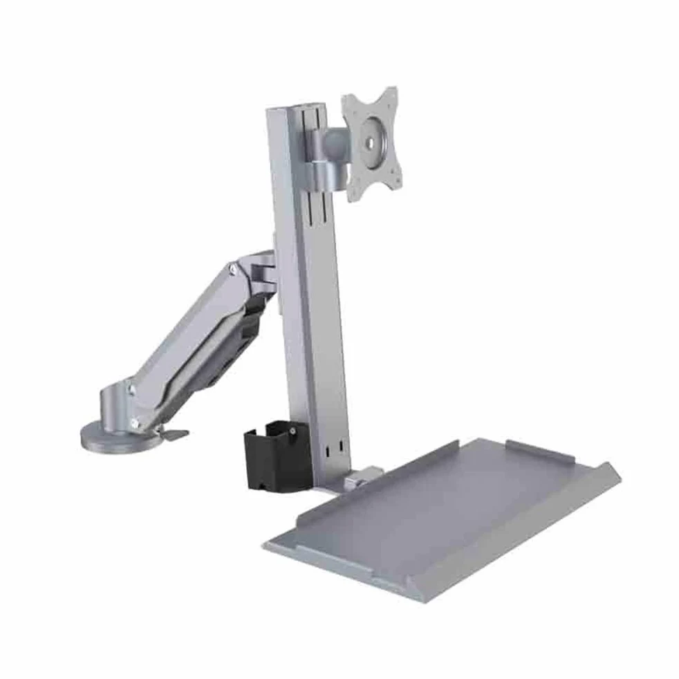 Supporto per monitor Supporto for monitor da tavolo con clip a un braccio in argento vassoio normale, adatto for 15 a 32 pollici, portata di kg Supporto per monitor da scrivania