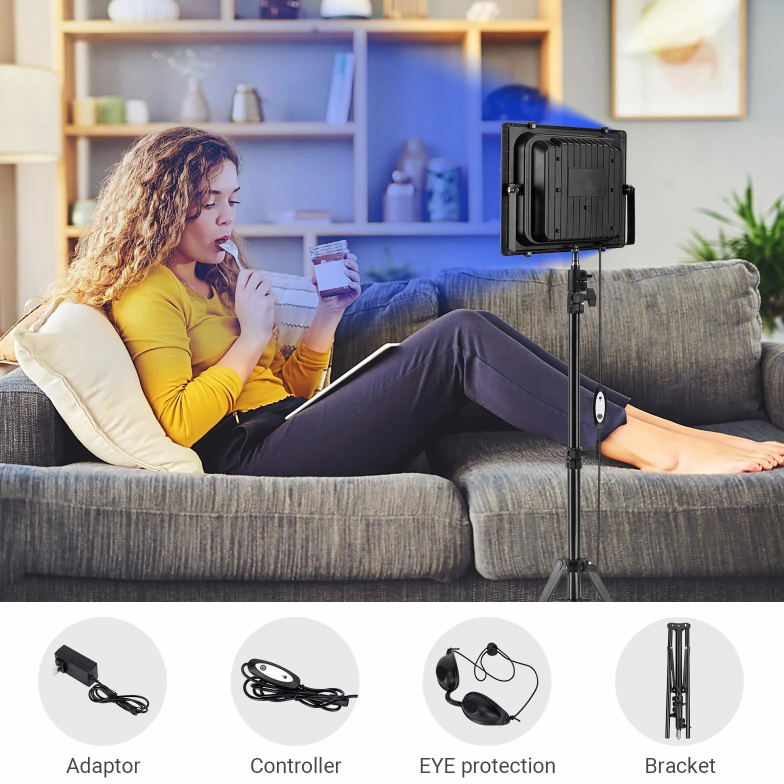 Cozion Lampada Abbronzanti 30W Pieghevole Luce Abbronzante Viso con Treppiede Telescopico 120 LED