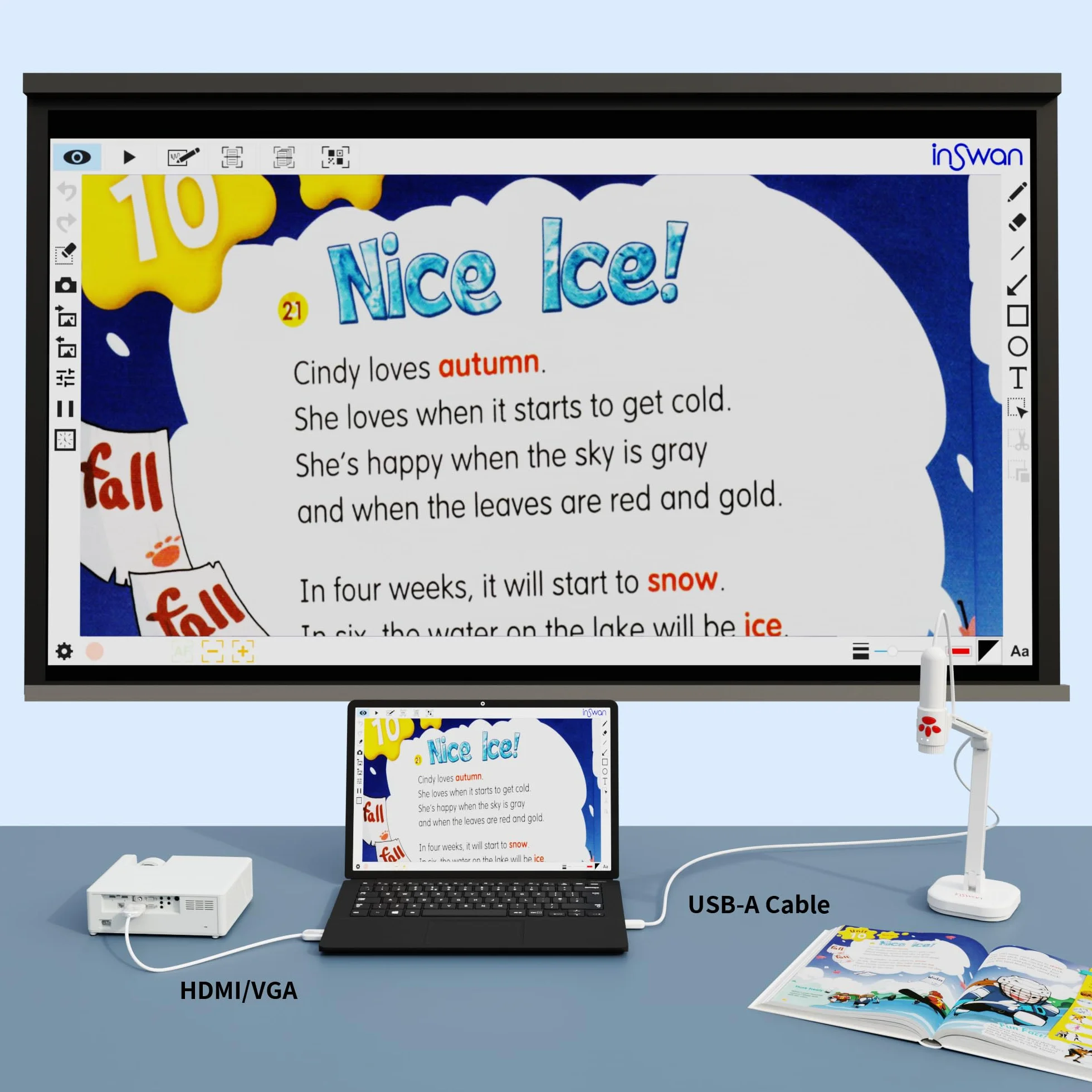 INSWAN INS-3 USB Camera Documenti con Auto Focus, Microfono Incorporato e Luci per Windows, Mac OS, iPad, Chromebook