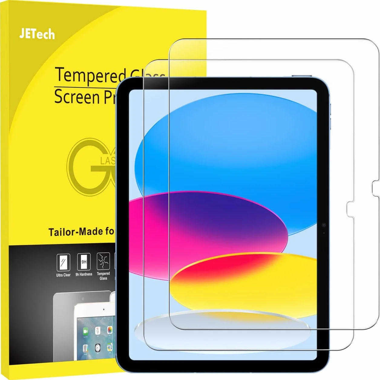 JETech Pellicola Protettiva Vetro Temperato per iPad (A16) 11a/10a Generazione (2025/2022), HD Chiaro, Pacco da 2