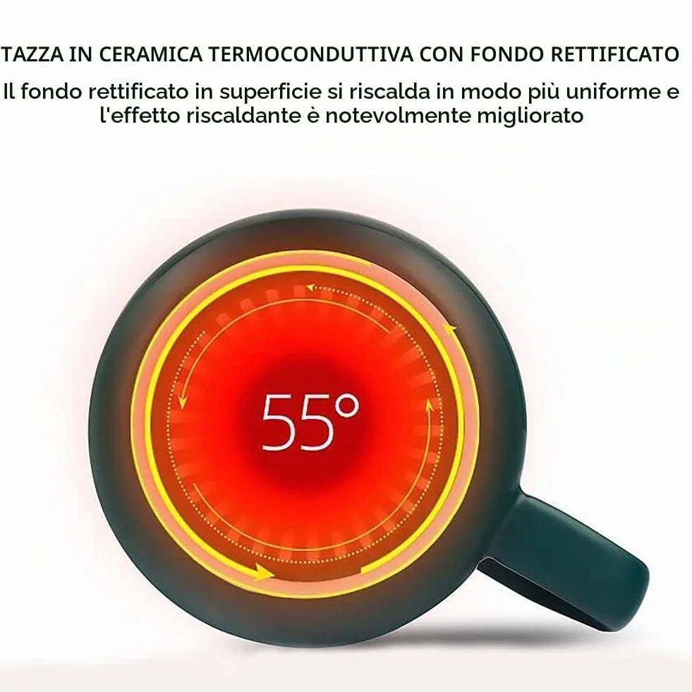Scalda Tazza da Caffè Elettrico,55℃i Tazza di Controllo della Temperatura Intelligente per caffè Cacao e Bevande Calde, per casa e Ufficio scaldatazze elettrico (Verde)