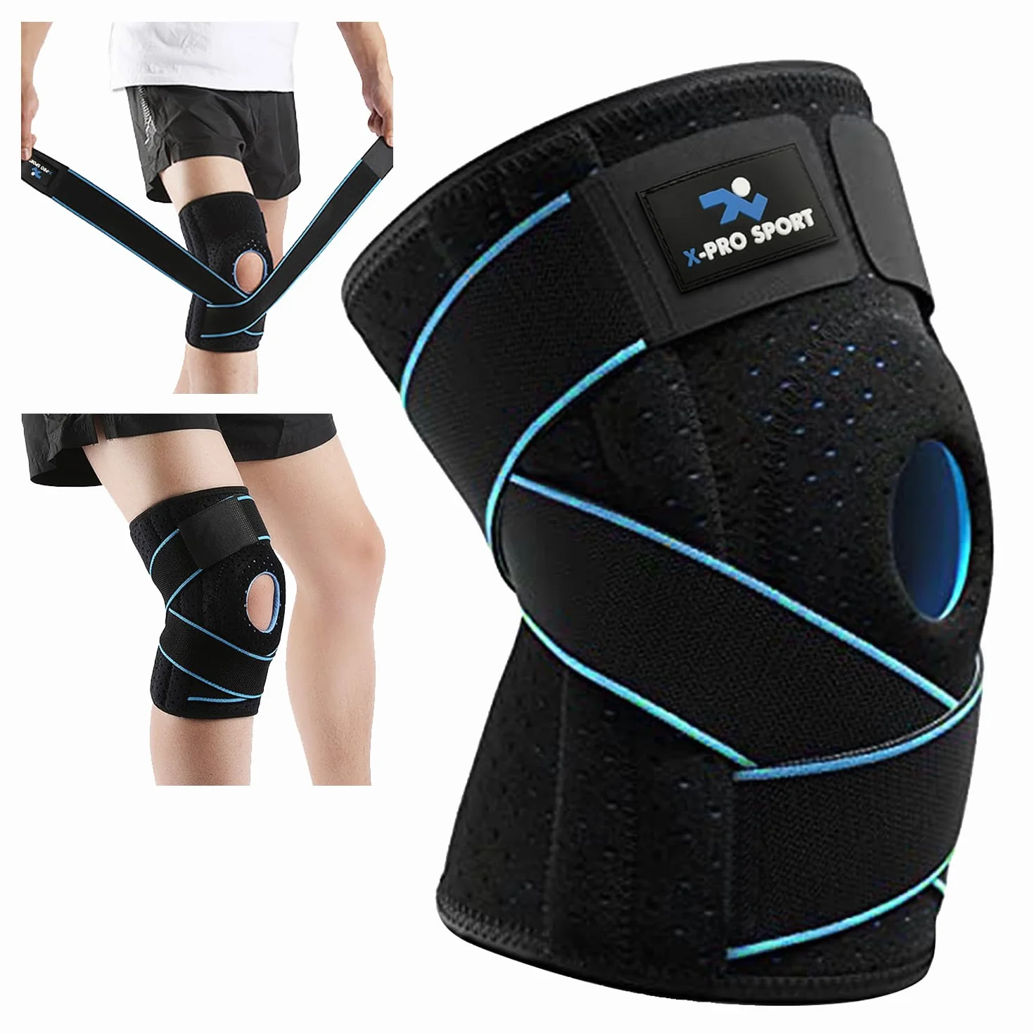 Tutore Ginocchio X-Pro Sport Ginocchiera Rotulea Regolabile Supporto Menisco Legamenti Crociati
