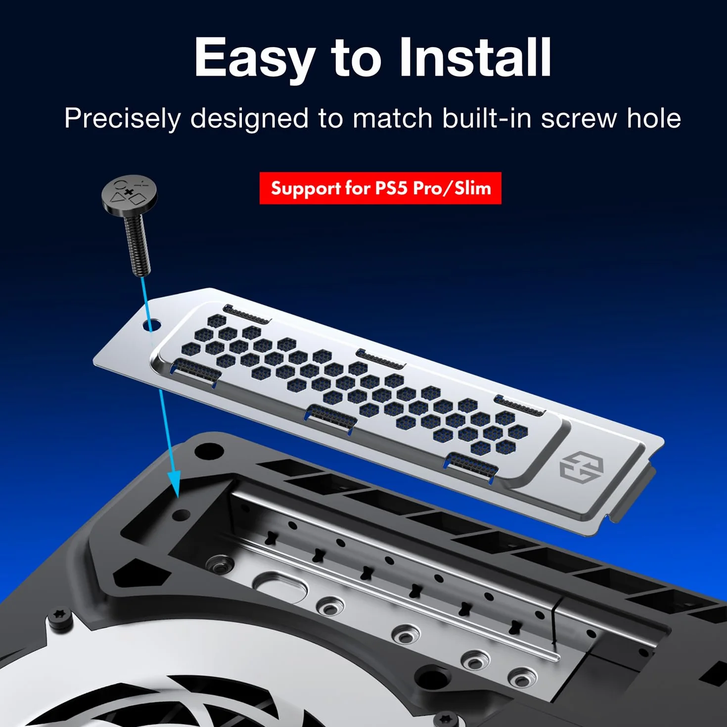 GRAUGEAR Copertura in metallo per dissipazione del calore per slot di espansione SSD M.2 sottile per PS5 Pro PS5 | Adatta per SSD PS5 NVMe con dissipatore di calore, nuovo foro cellulare traspirante