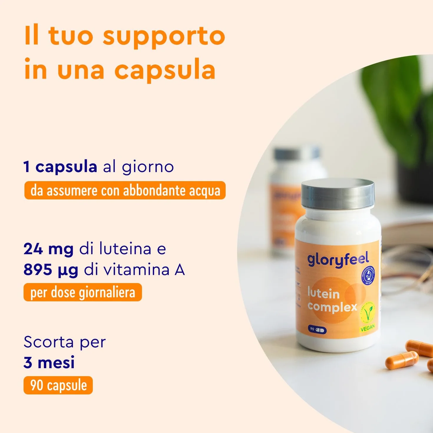 Luteina e Zeaxantina Capsule 90 Capsule Integratore Occhi con Vitamina A & Riboflavina Alto Dosaggio Vegan
