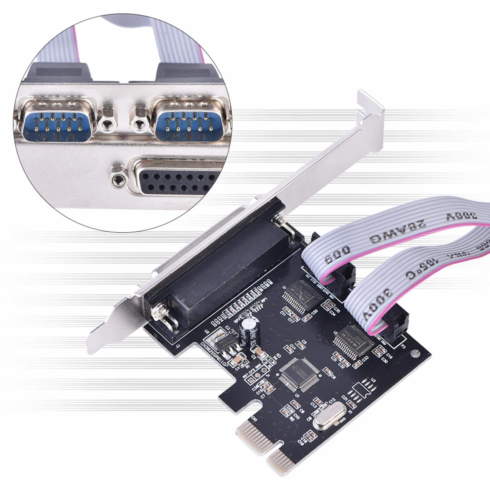 ASHATA Scheda Interfaccia PCI Express Seriale RS232 a 2 Porte, Porta Seriale PCI-E a Doppia Porta Seriale RS-232 + 1 per Porta LPT Parallela DB25, Adattatore Scheda Seriale RS232 PCIe per PC desktop