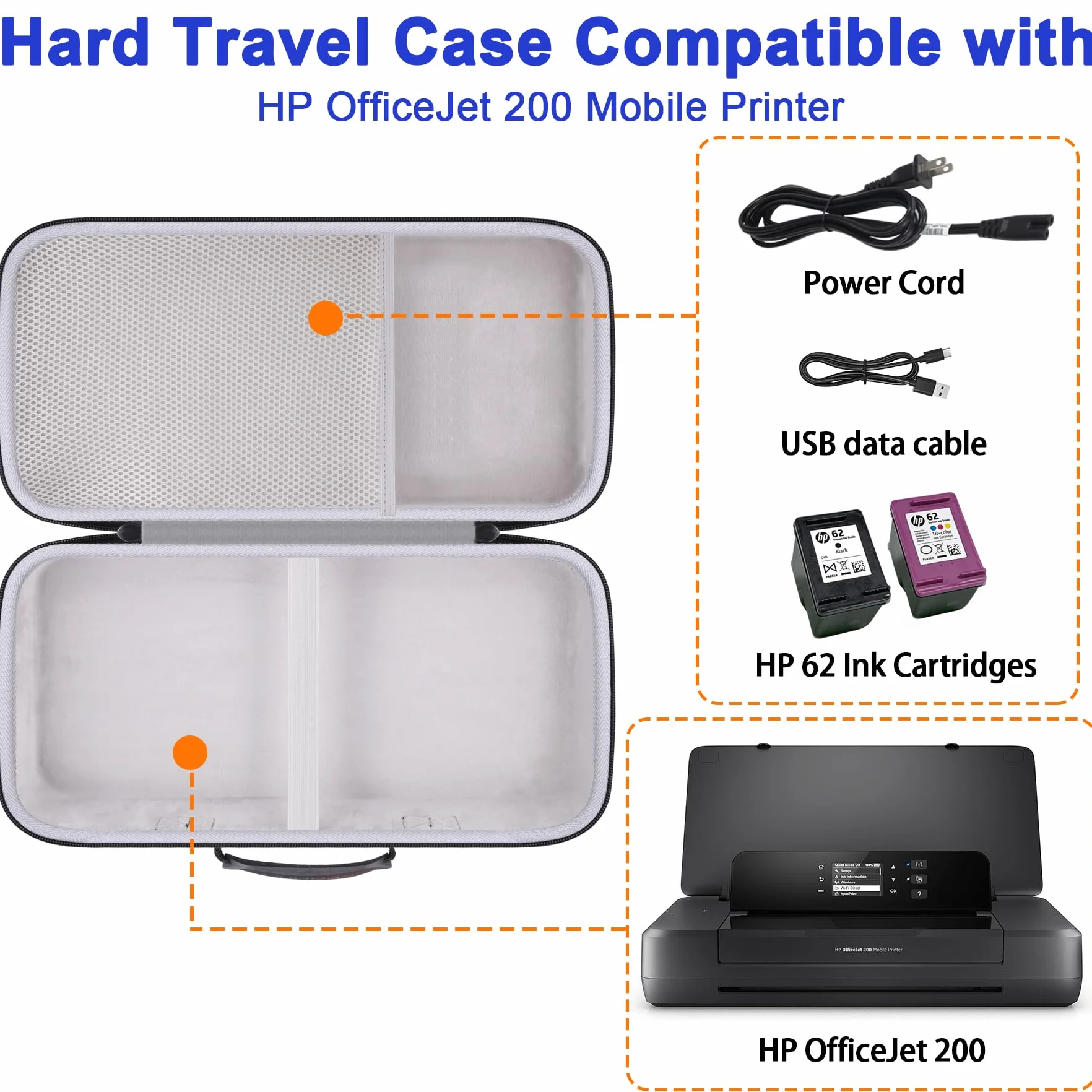 Khanka Custodia per HP OfficeJet 200 Mobile Stampante,Borsa Rigida da Viaggio con Maniglia e Tracolla, Solo Custodia