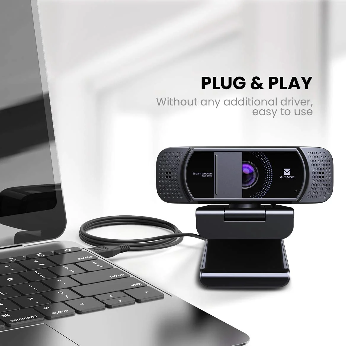 Webcam con copertura per la privacy, webcam HD 1080p, correzione della luce, plug and play, webcam per streaming di conferenze di gioco, per Mac, Windows, PC, computer portatile