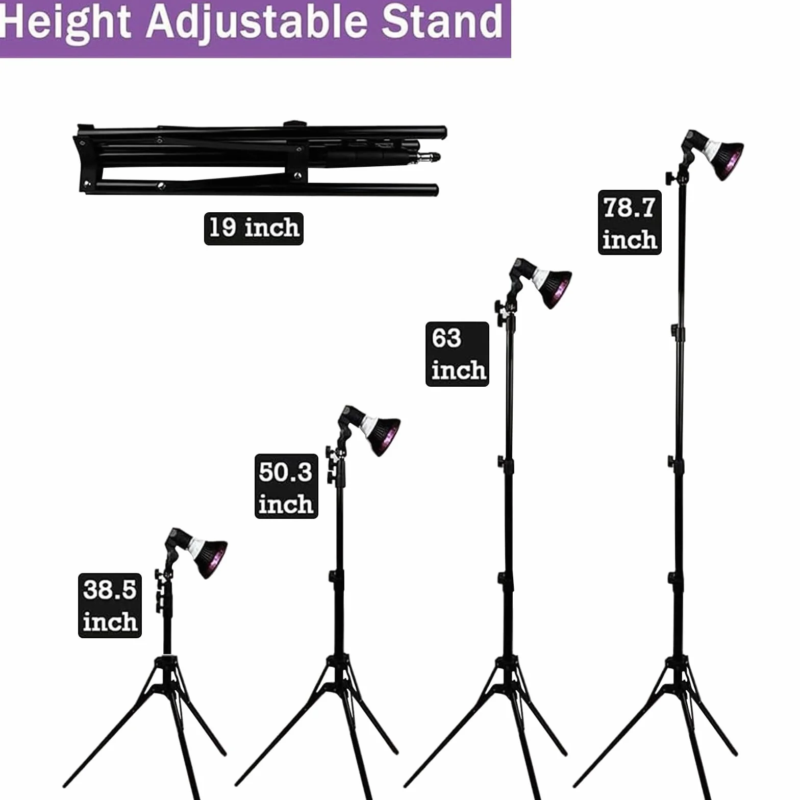 Lampada abbronzante 54W LED per viso e corpo con supporto regolabile, luce viola 180°