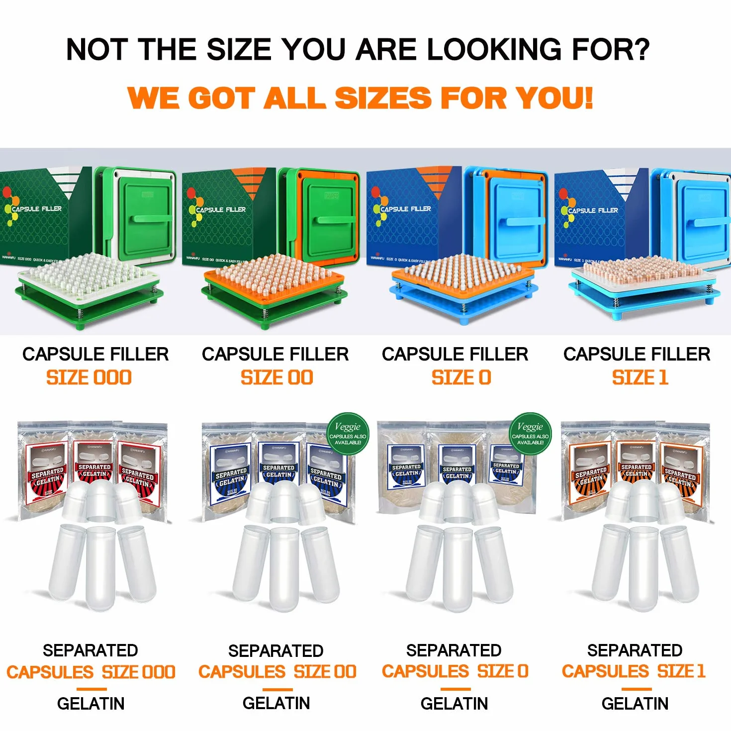 WANANFU Macchina riempimento capsule taglia 1