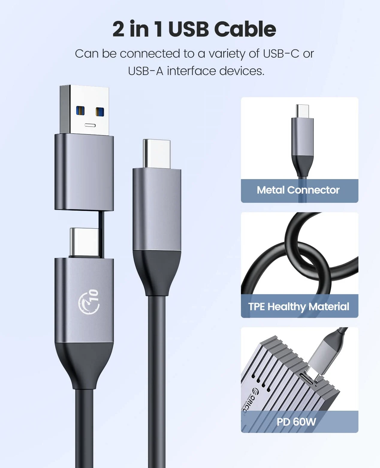 ORICO Case SSD M.2 NVMe Adattatore a 10Gbps USB3.2 Gen2 USB-C PCIe per NVMe M-Key/M+B Key SSD 2230/2242/2260/2280, Upgrade M2 ​​SSD Enclosure in Alluminio (Gilet di Raffreddamento, UASP, 4 TB)-M232GY