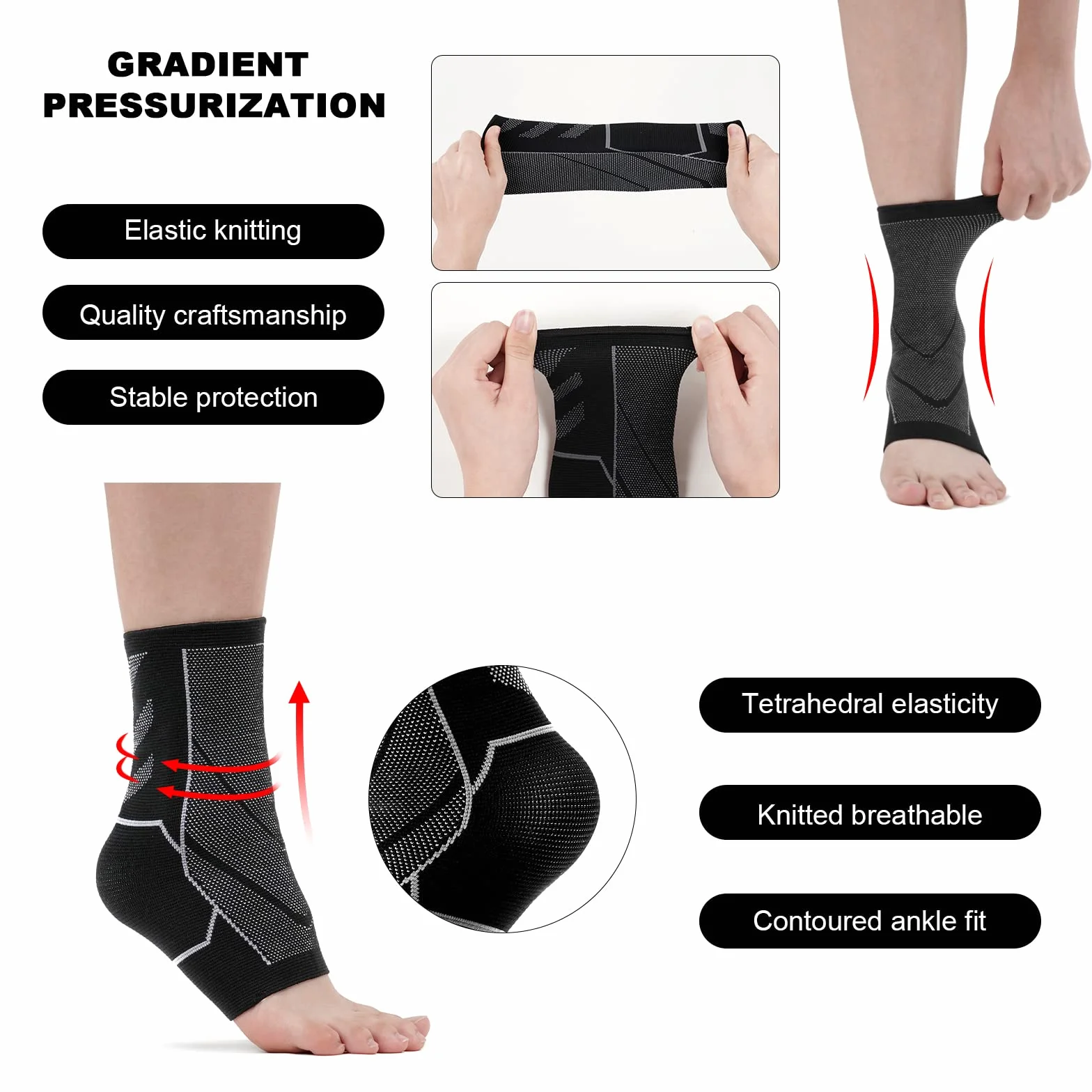 ACWOO Supporto per Caviglia Elastico 2 Pezzi Traspirante Tutore Sportivo Protezione Caviglia (M)