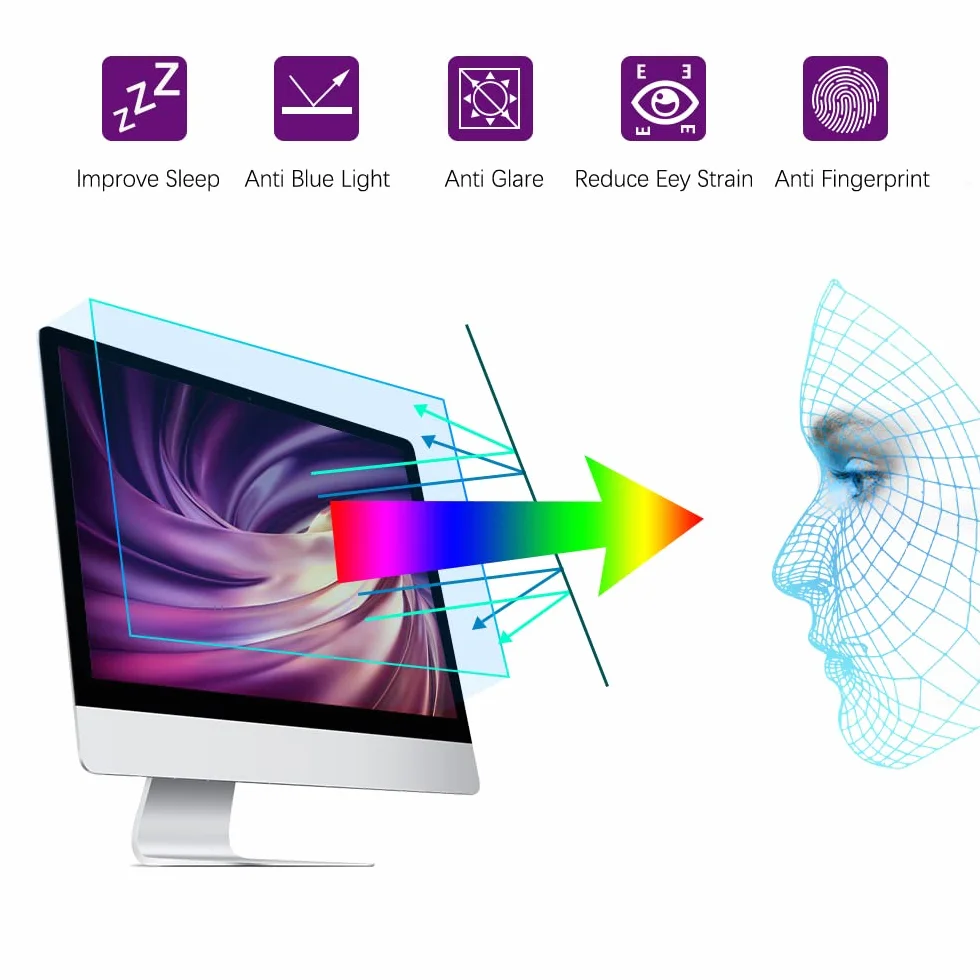AiMok Rimovibile Filtro Anti Luce Blu Premium per 23" Monitor, Protezione per gli occhi I Blocco della luce blu I Antiriflesso Proteggi Schermo per Computer e Schermo PC (23 Pollici 16:9)