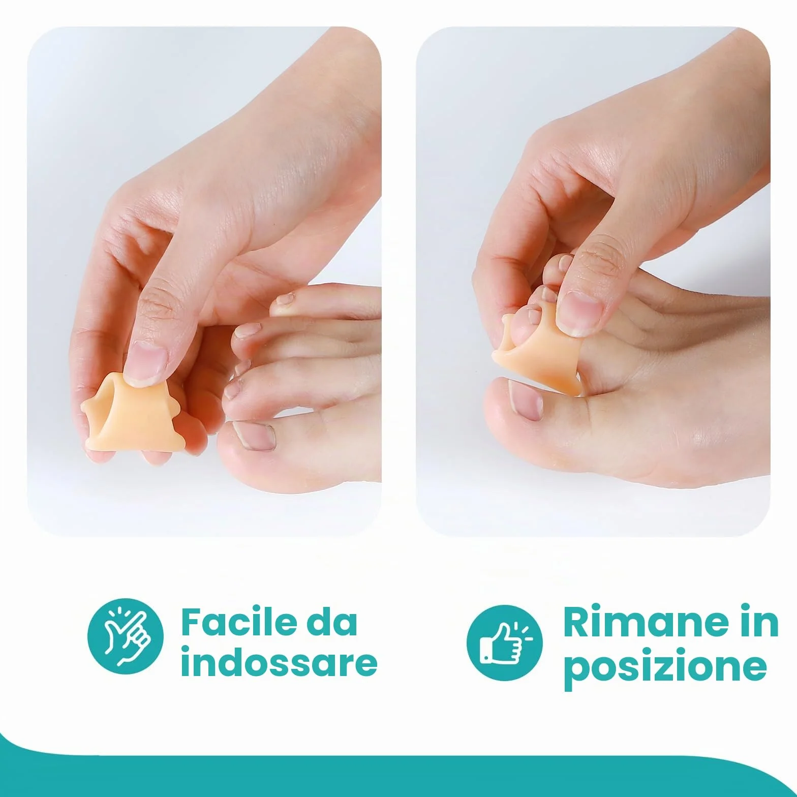 Correttore per dita dei piedi a martello in morbido gel 6 Pezzi Beige Large