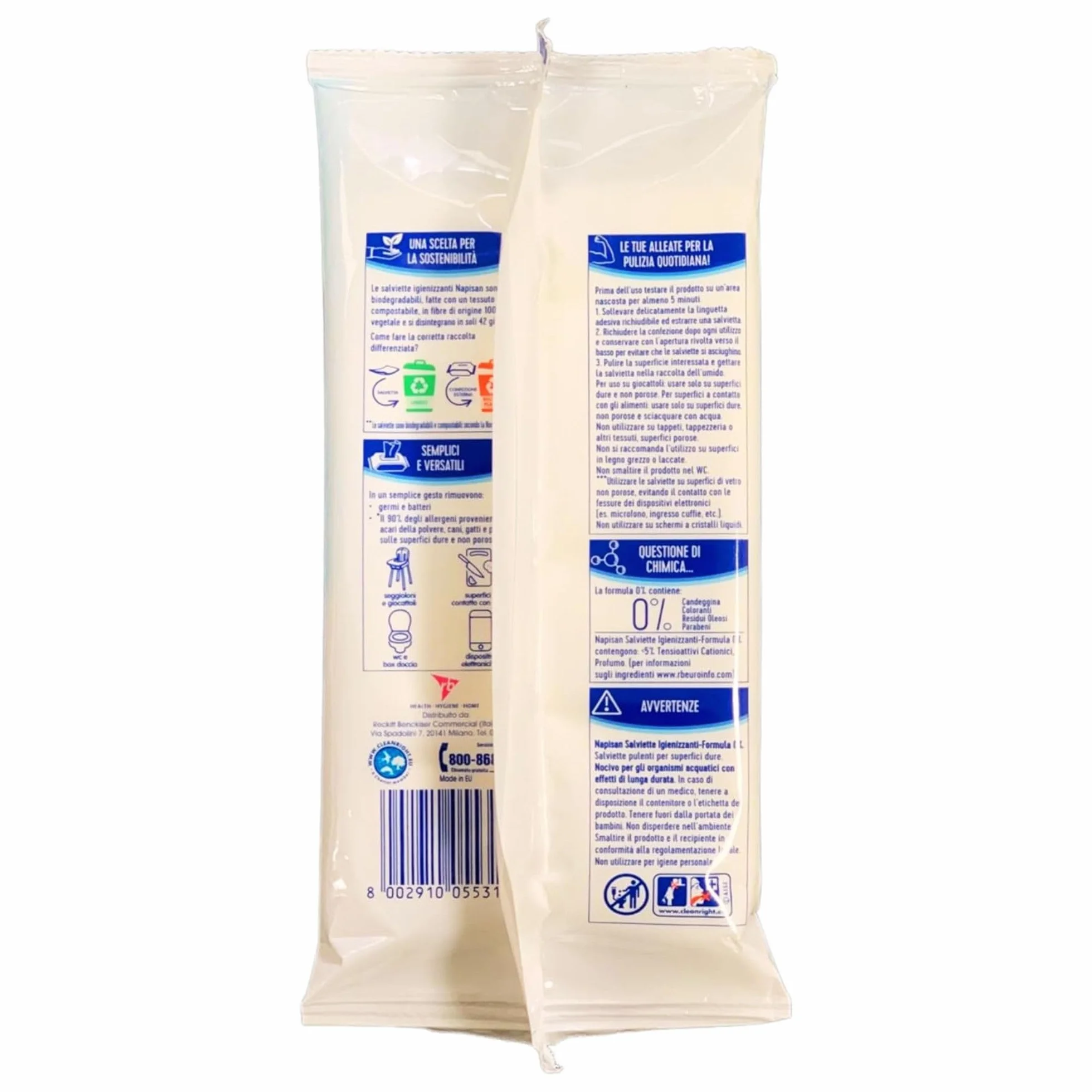 Salviette Igienizzanti Multiuso Biodegradabili Extra Forti 40 Salviette (4 Confezioni) FORMULA 0%