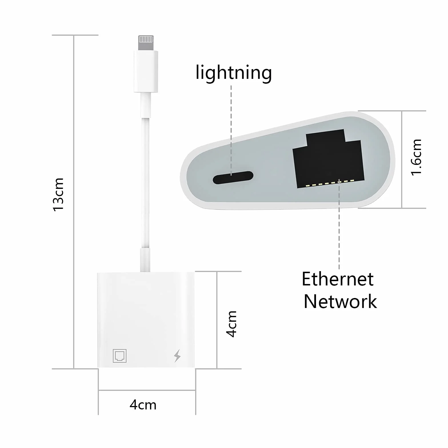 Adattatore da Lightning a Ethernet certificato Apple MFi – Adattatore di rete LAN Ethernet RJ45 2 in 1 con porta di ricarica per iPhone/iPad/iPod, Plug and Play, supporta rete 100 Mbps