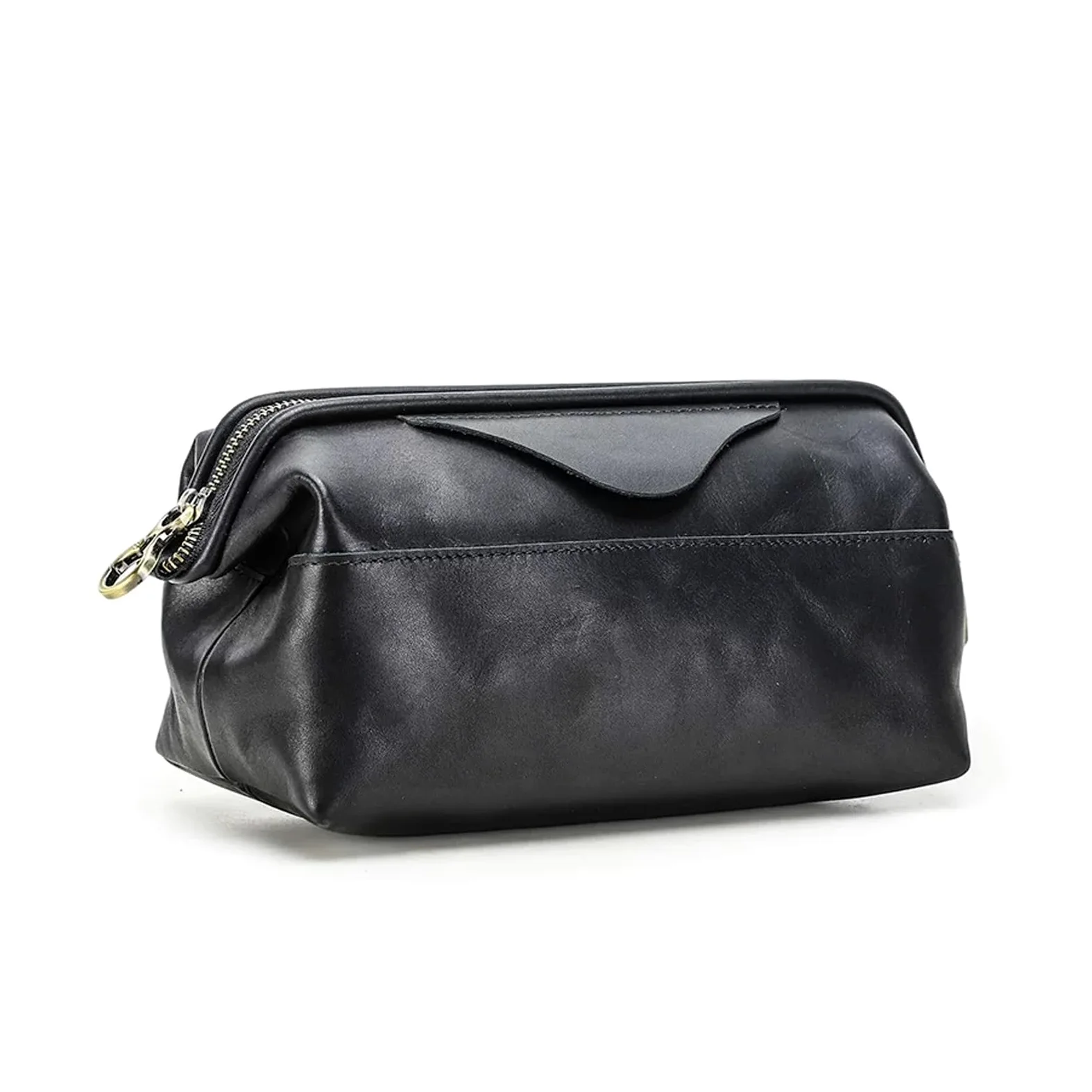 Custodia organizer for elettronica da viaggio in pelle Borsa for trasporto cavi con cerniera Custodia tecnica for cavi, cavi ed elementi essenziali da viaggio(Black)