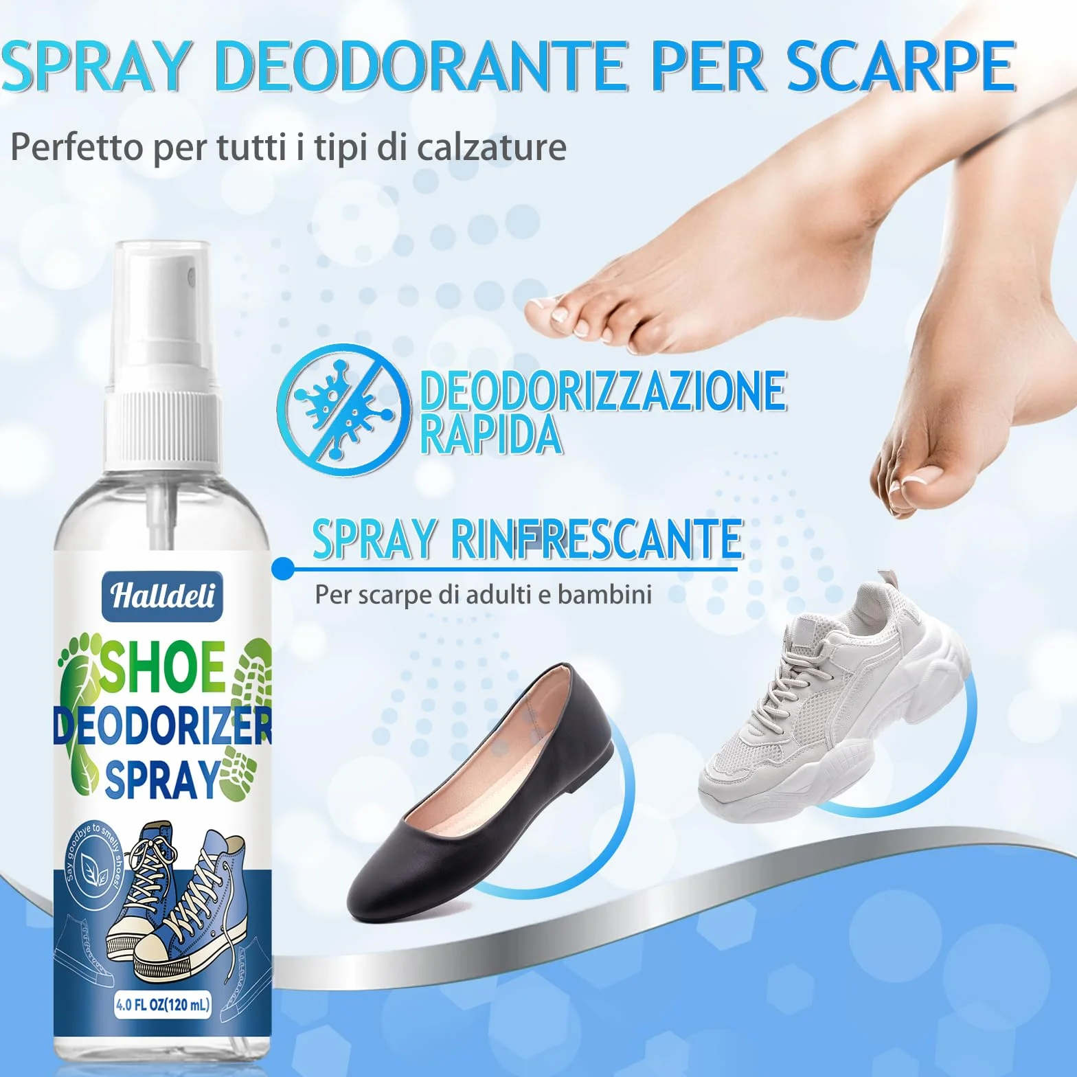 Deodorante e Spray per Scarpe, Profumo Fresco, Soluzione per Calzature Senza Odori