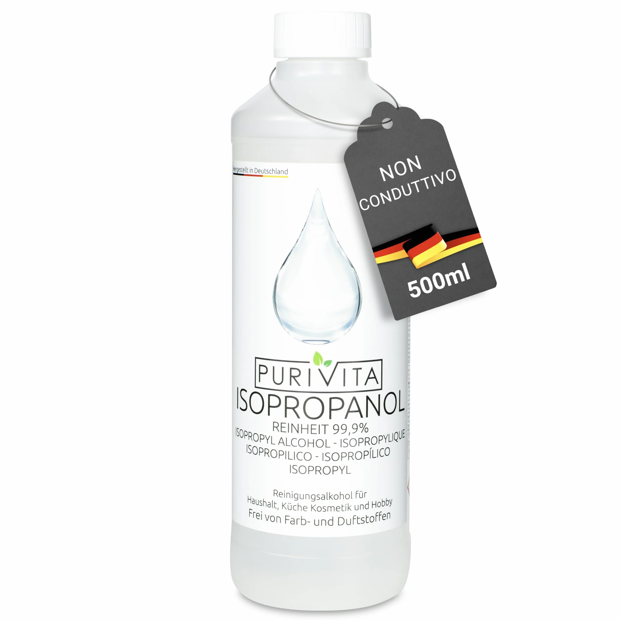 PURIVITA Alcool Isoproilico 99,9% 500ML Isopropyl Alcohol Disinfettante Detergente