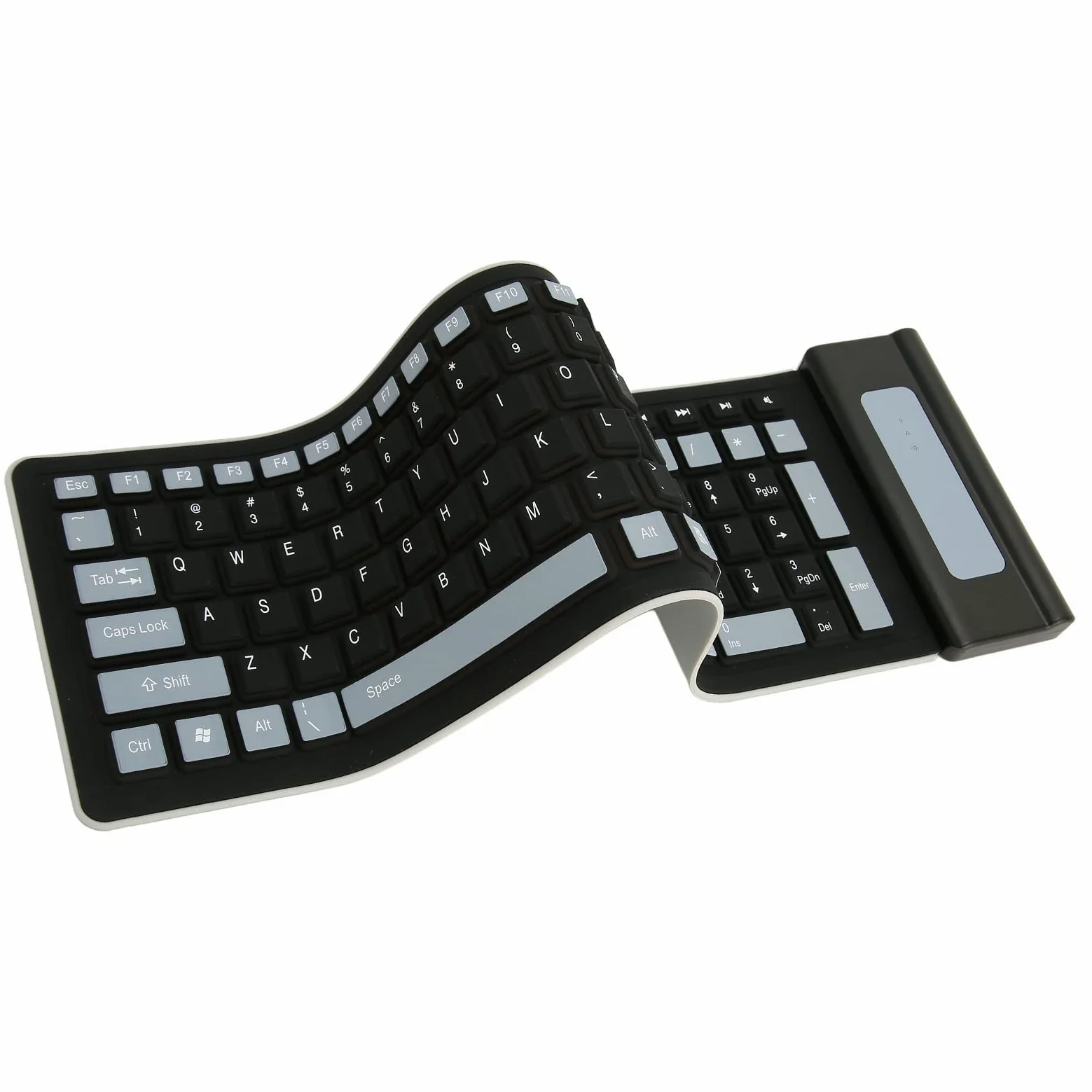 Tastiera in Silicone Pieghevole Wireless 2.4G, 103 Tasti Tastiera Silenziosa in Silicone Morbido USB Impermeabile, Tastiera Arrotolabile Flessibile Portatile per Laptop, PC (Nero)