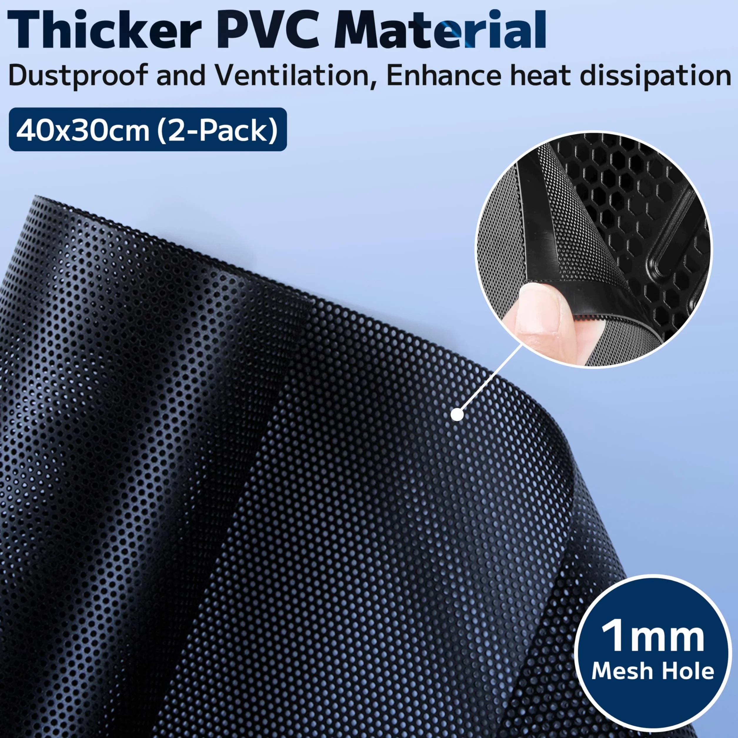 Filtro Antipolvere PC, 400 x 300 mm Filtro a Rete Antipolvere in PVC, DIY PC Case Polvere Mesh con Striscia Magnetica, Polvere Ventola di Raffreddamento per Computer- 2 Pezzi