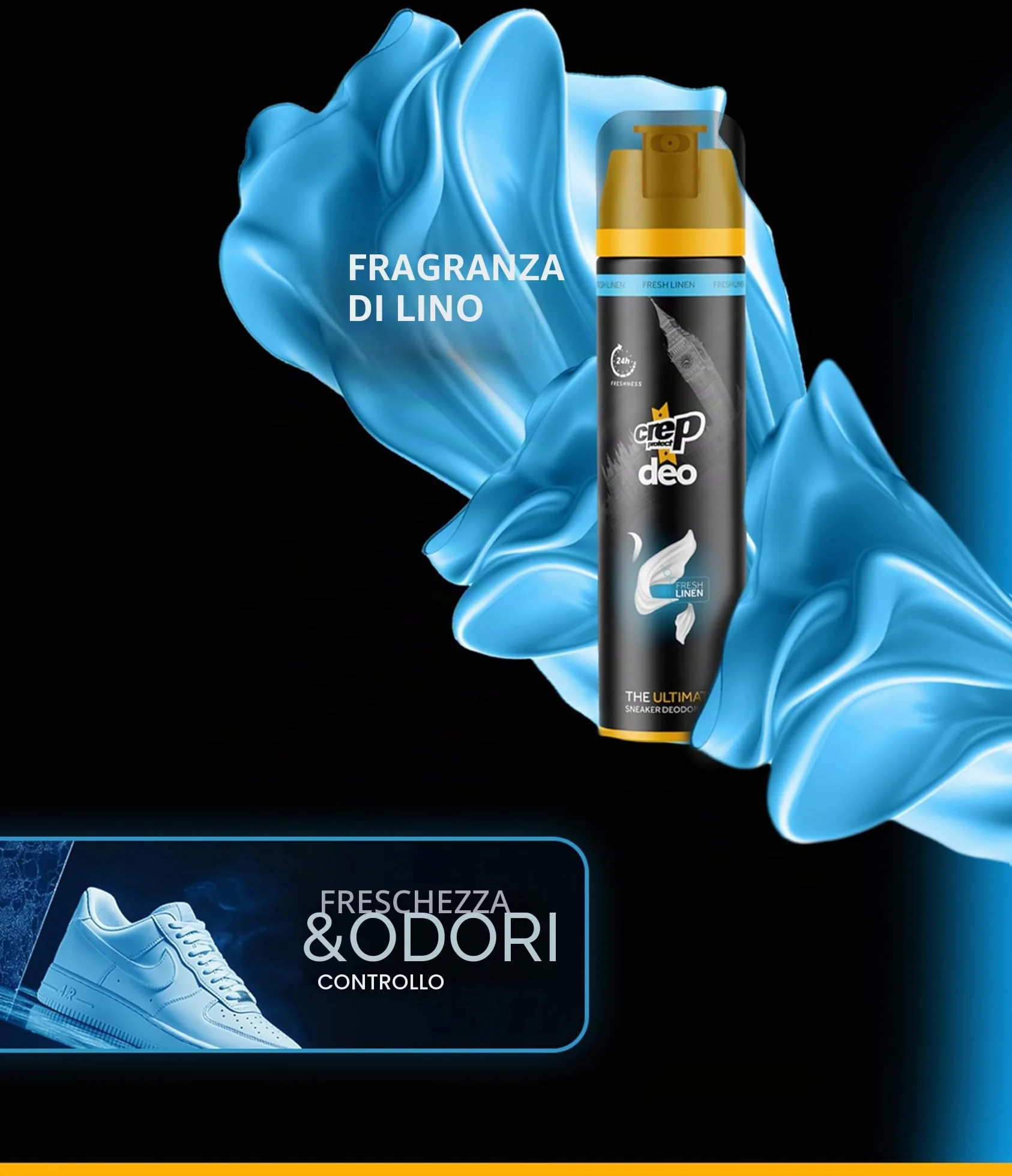 Crep Protect Shoe Deodorizer Spray 24-Hour Odor Protection Residue-Free Formula 150ml