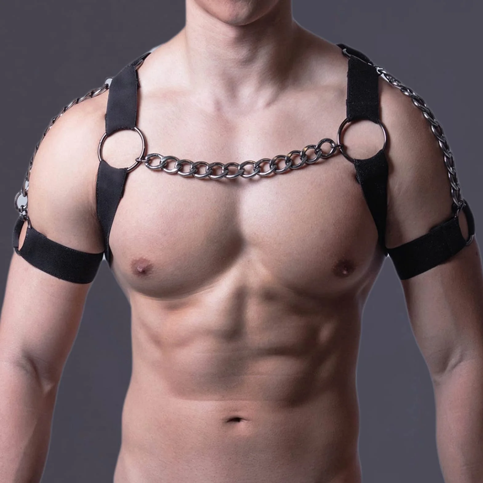 Imbracatura per Torace Uomo Bretella Regolabile Punk Catena Metallo Cosplay Club